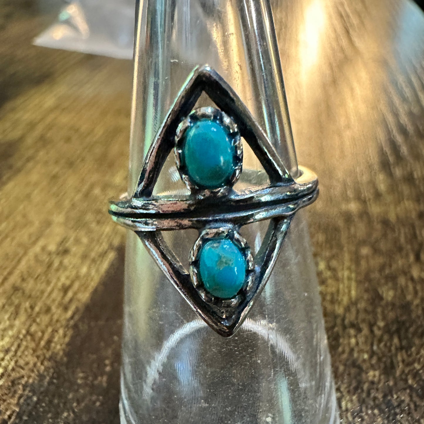 Boho Native Inspired Turquoise Serenity Adjustable Sterling Silver Ring, Gift Box Silver Elegant