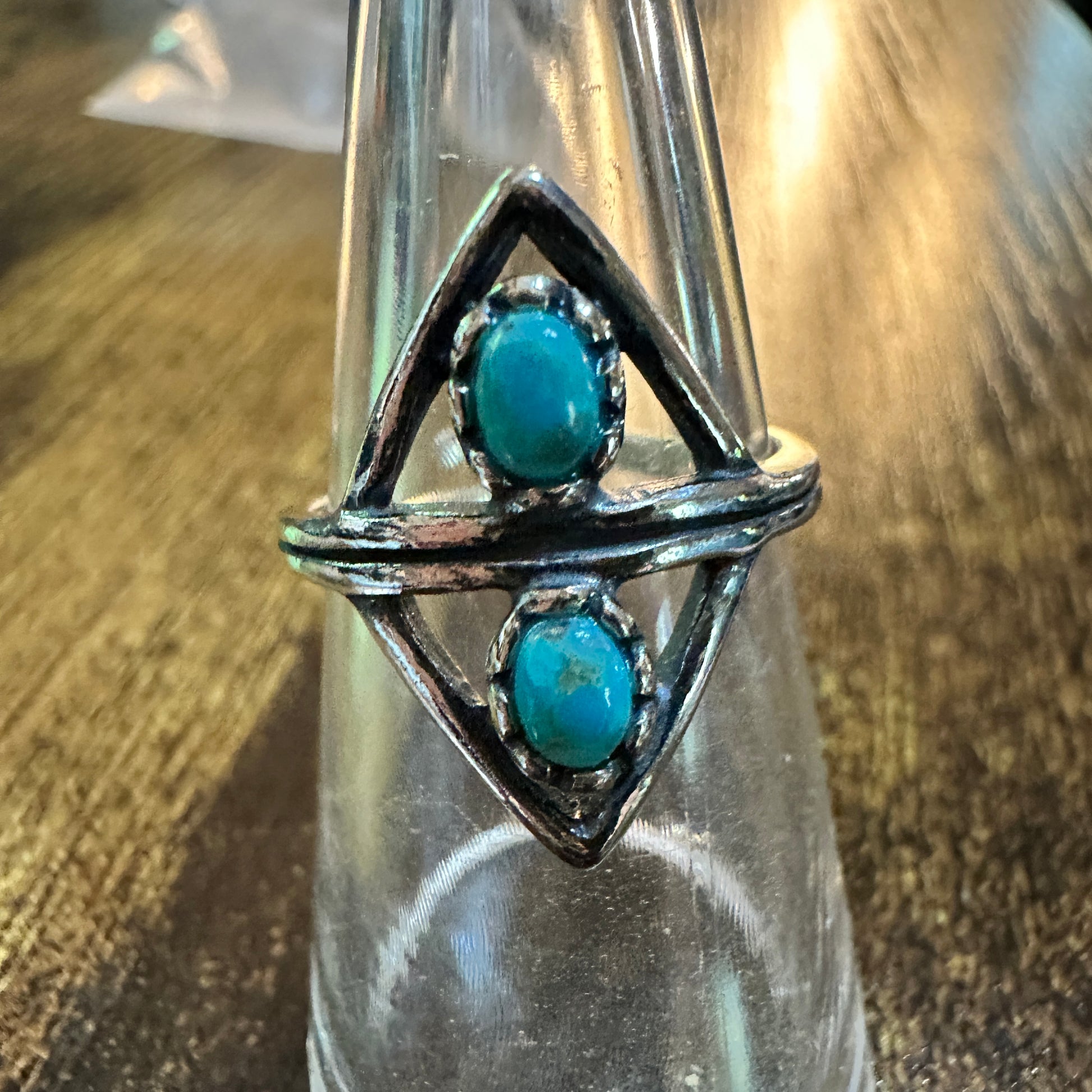 Boho Native Inspired Turquoise Serenity Adjustable Sterling Silver Ring, Gift Box Silver Elegant