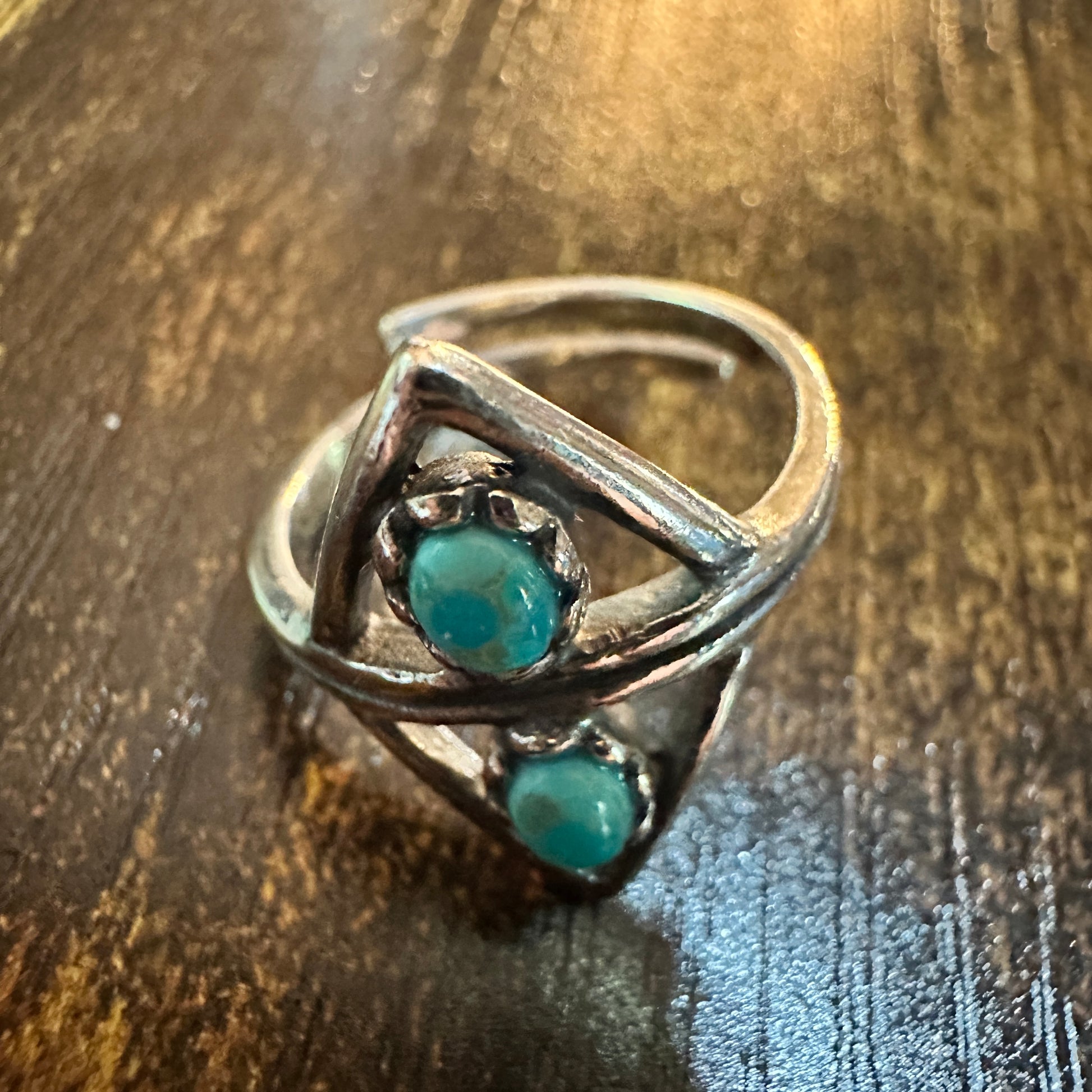 Boho Native Inspired Turquoise Serenity Adjustable Sterling Silver Ring, Gift Box Silver Elegant
