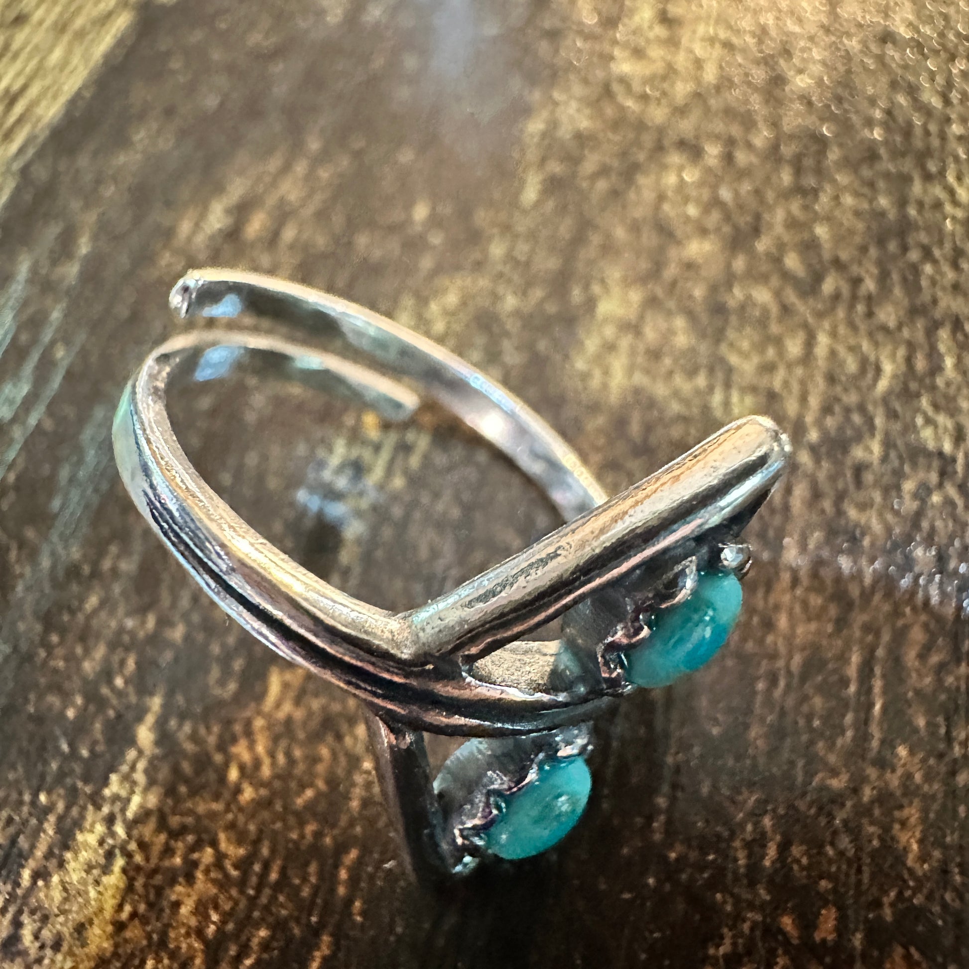 Boho Native Inspired Turquoise Serenity Adjustable Sterling Silver Ring, Gift Box Silver Elegant