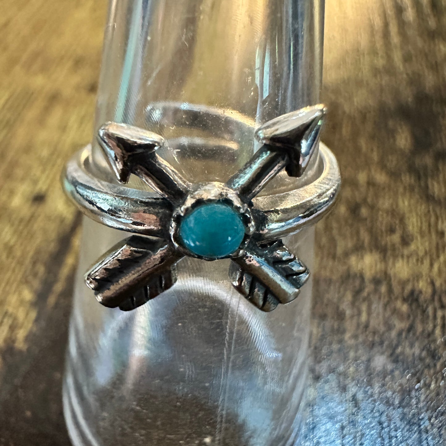 Boho Native Inspired Friendship Arrow Adjustable Sterling Silver Turquoise Ring, Gift Box Silver Elegant