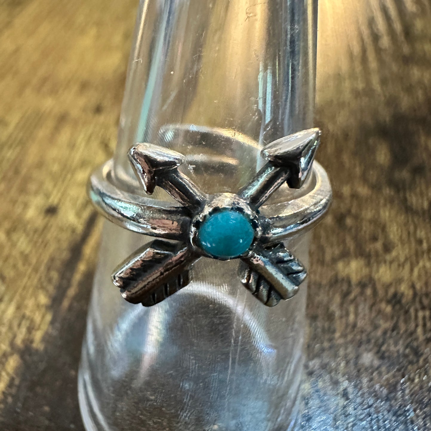 Boho Native Inspired Friendship Arrow Adjustable Sterling Silver Turquoise Ring, Gift Box Silver Elegant