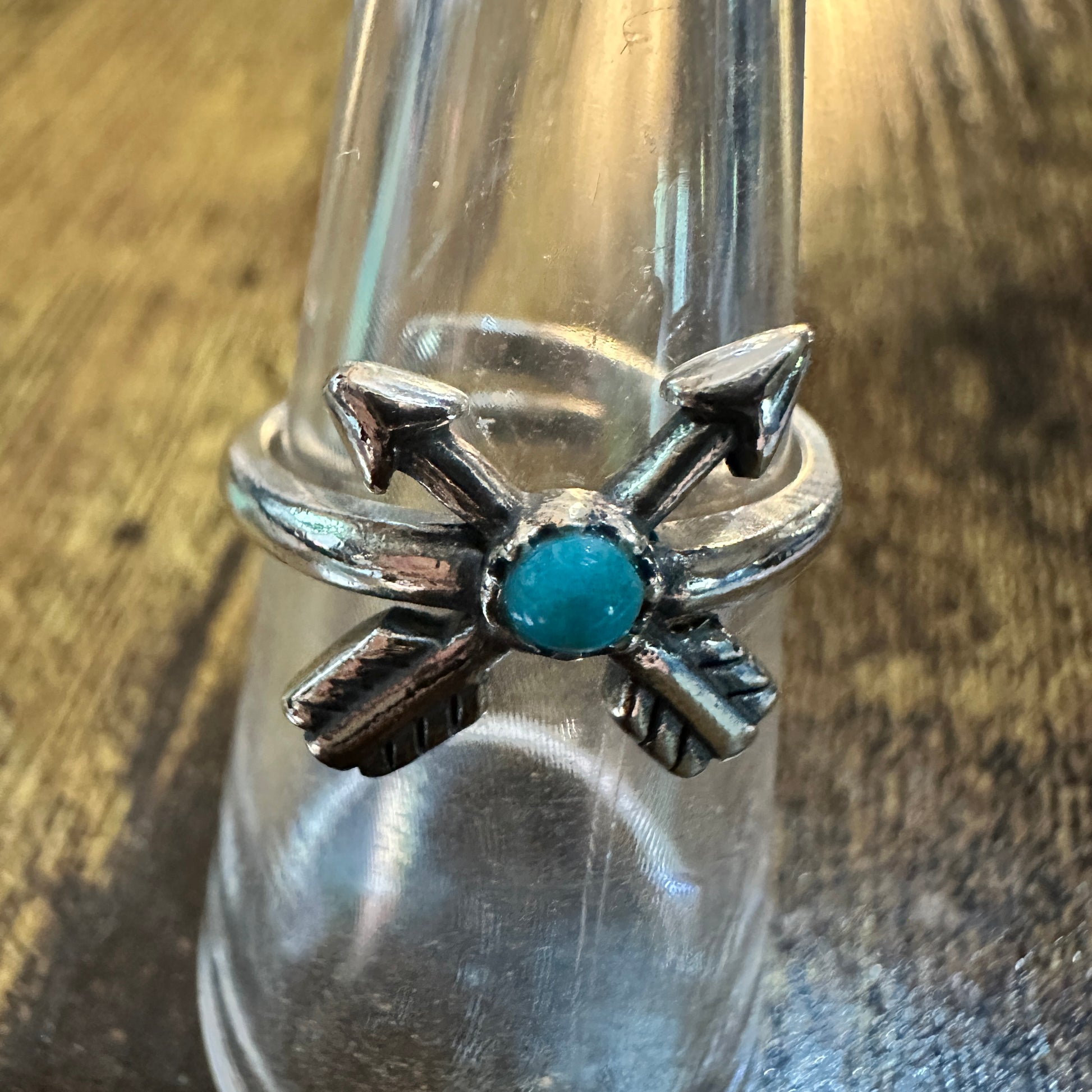 Boho Native Inspired Friendship Arrow Adjustable Sterling Silver Turquoise Ring, Gift Box Silver Elegant