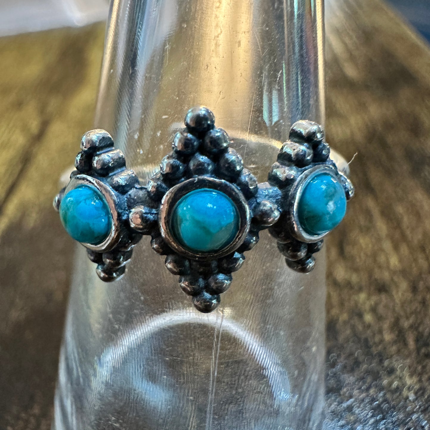 Boho Native Inspired Turquoise Treasures: Adjustable Sterling Silver Ring , Gift Box Silver Elegant