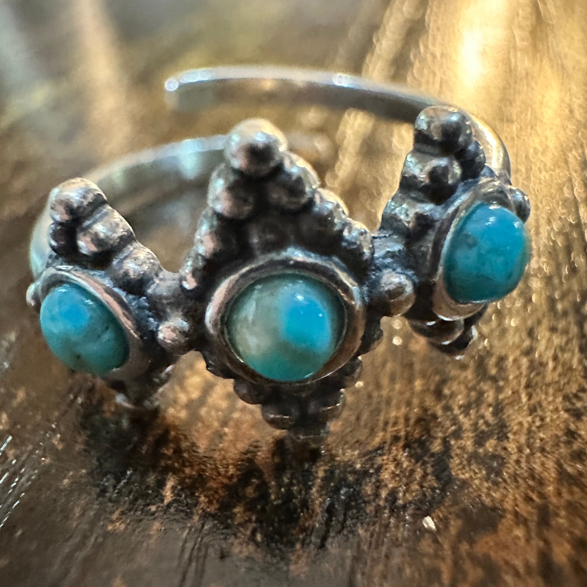 Boho Native Inspired Turquoise Treasures: Adjustable Sterling Silver Ring , Gift Box Silver Elegant