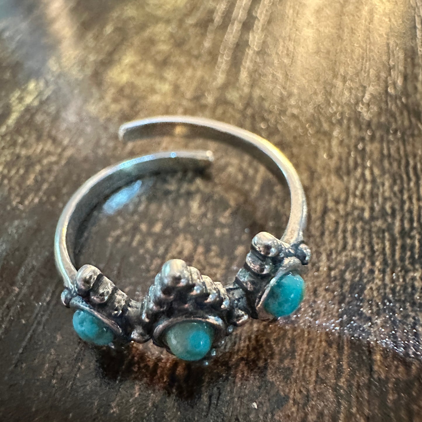Boho Native Inspired Turquoise Treasures: Adjustable Sterling Silver Ring , Gift Box Silver Elegant