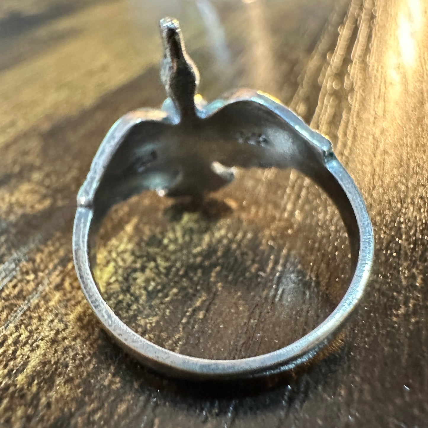 Boho Chic Native Inspired Guardian Hawk Turquoise Ring: Size 7, 8,10, Gift Box Silver Elegant