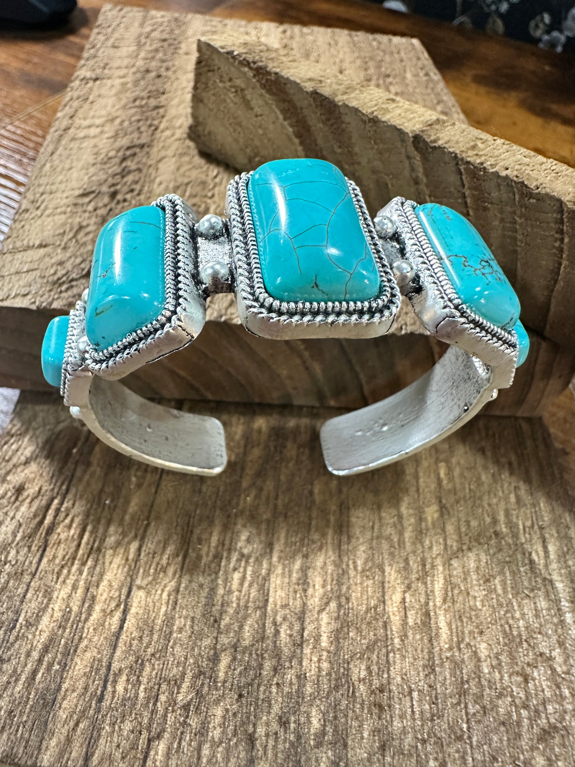 Turquoise Cuff Bracelet - Elegant Navajo Design, Boho Southwestern Silver Elegant