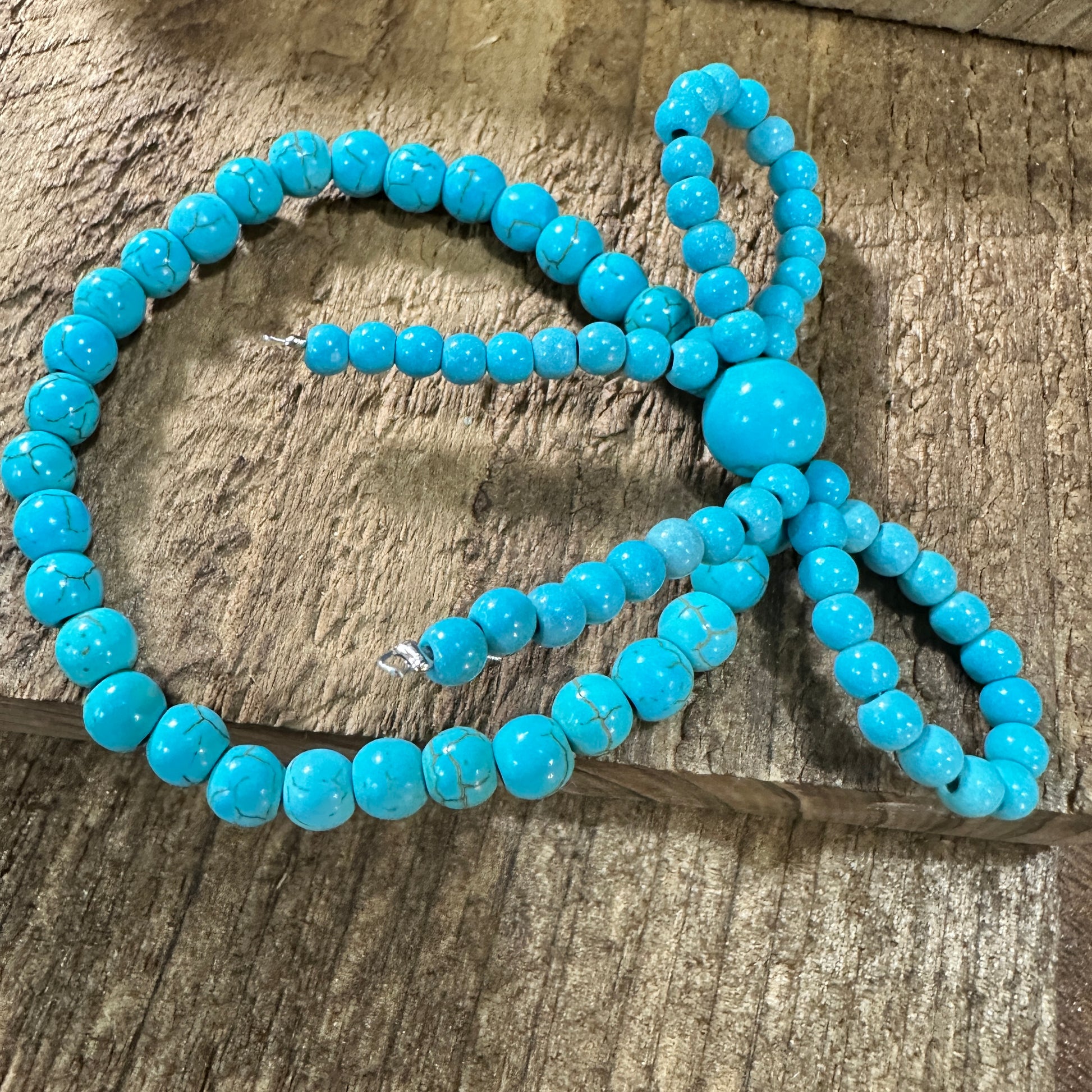 Handmade Ribbon Bow Beaded Stretch Bracelet in Turquoise, Southwestern Cowgirl, Ships in Gift Box Silver Elegant