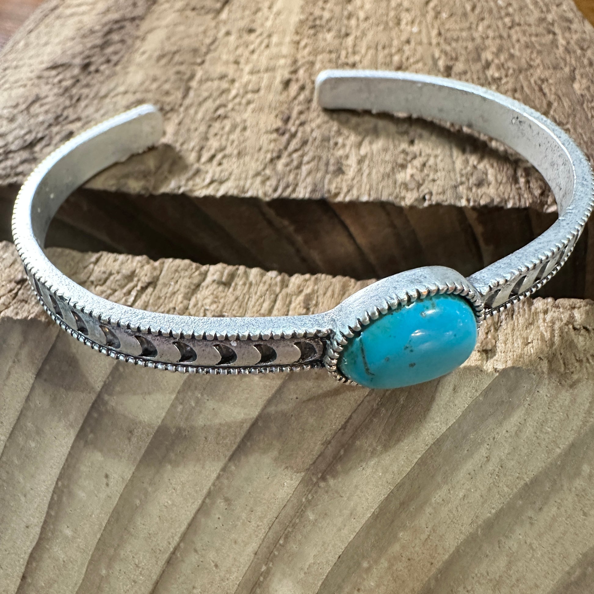 Turquoise Cuff Bracelet in Antique Silver, Native Inspired Bangle, Ships in Gift Box Silver Elegant