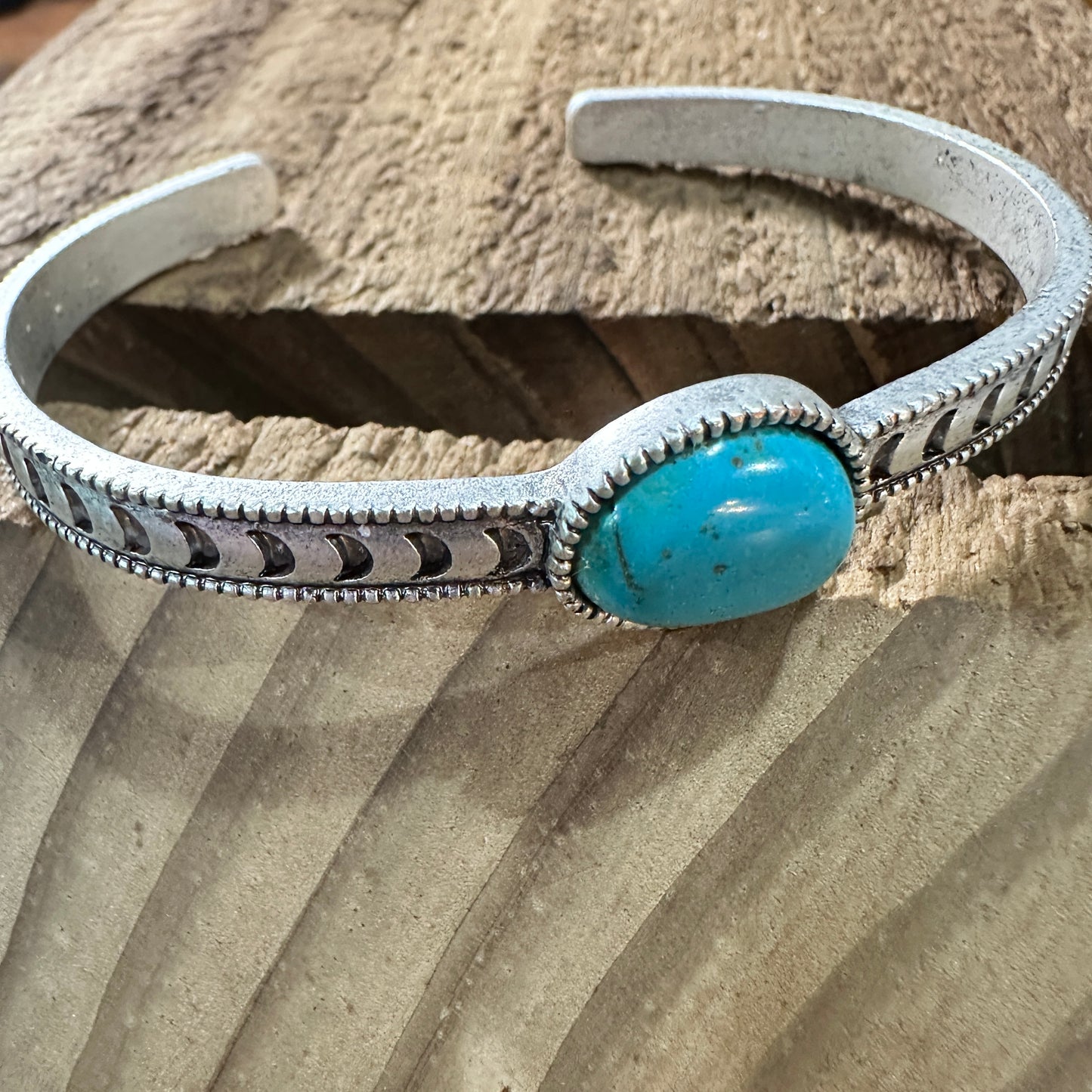 Turquoise Cuff Bracelet in Antique Silver, Native Inspired Bangle, Ships in Gift Box Silver Elegant