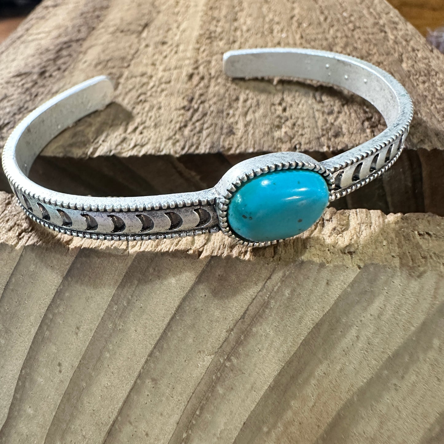 Turquoise Cuff Bracelet in Antique Silver, Native Inspired Bangle, Ships in Gift Box Silver Elegant