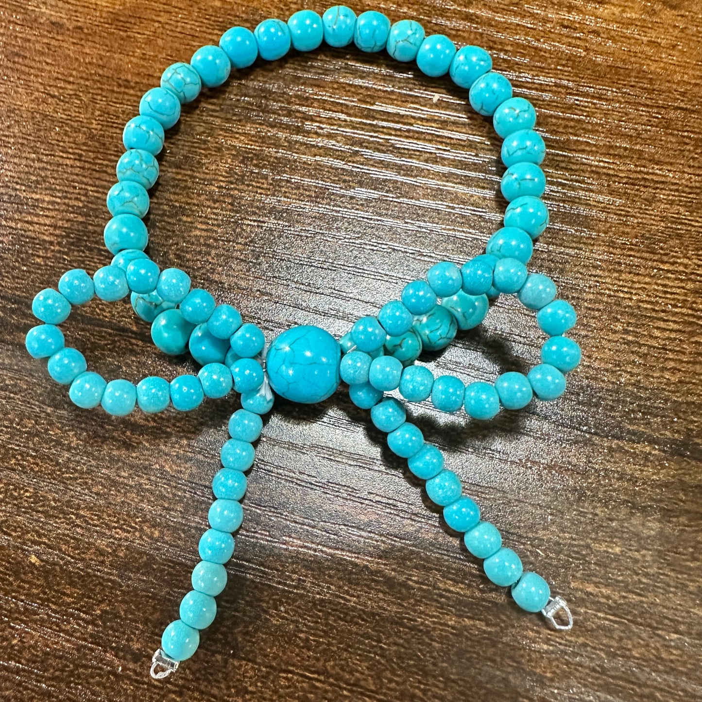 Handmade Ribbon Bow Beaded Stretch Bracelet in Turquoise, Southwestern Cowgirl, Ships in Gift Box Silver Elegant