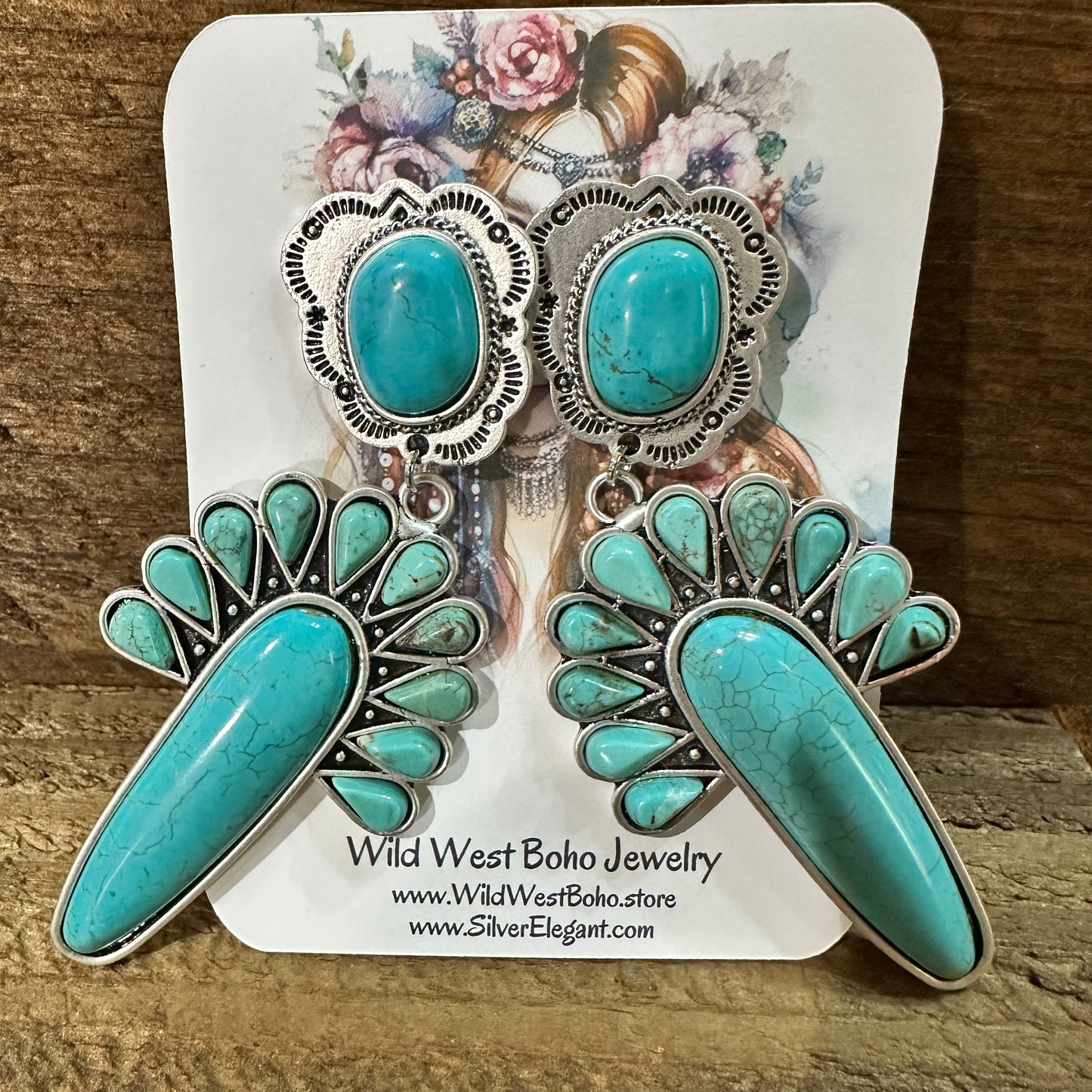 Navajo Turquoise Post Earrings, Big Bold Style, Boho Southwestern Stud Earring, Ships in Gift Box Silver Elegant
