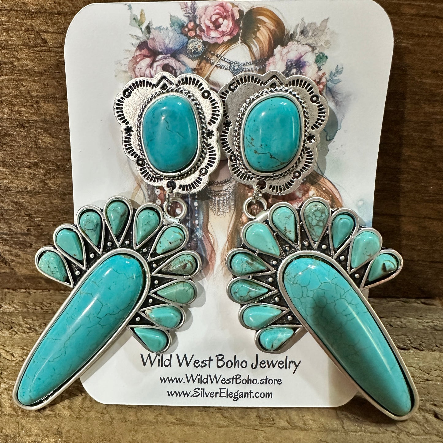 Navajo Turquoise Post Earrings, Big Bold Style, Boho Southwestern Stud Earring, Ships in Gift Box Silver Elegant