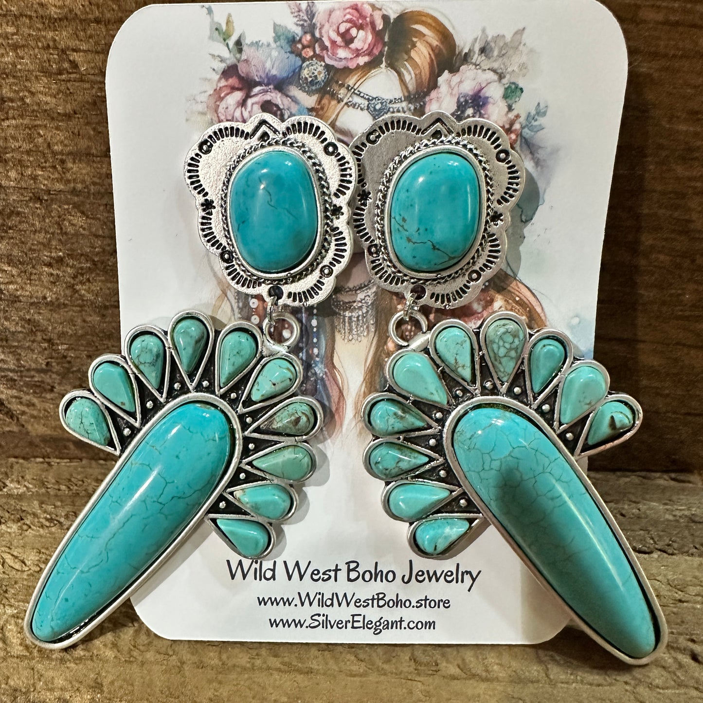 Navajo Turquoise Post Earrings, Big Bold Style, Boho Southwestern Stud Earring, Ships in Gift Box Silver Elegant