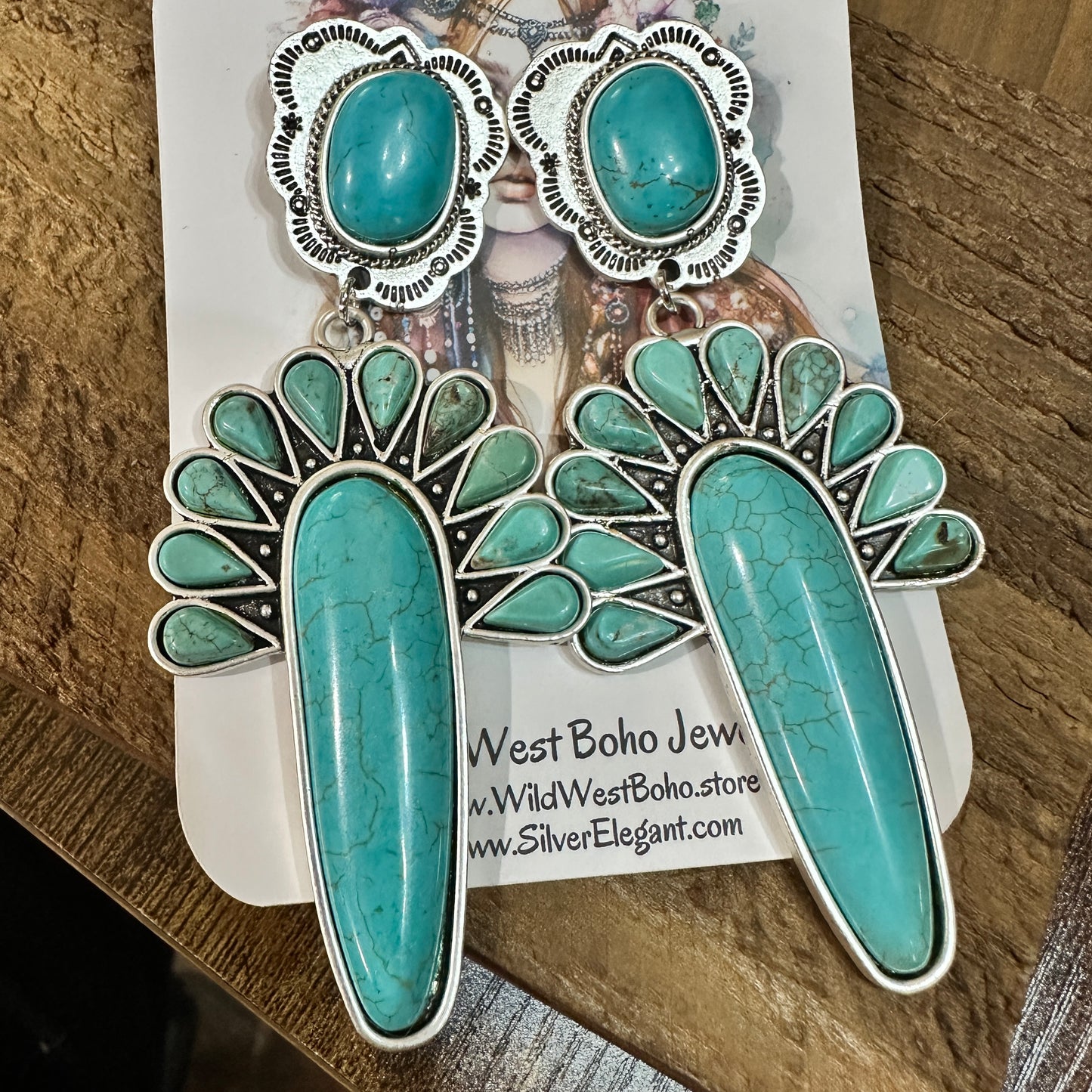 Navajo Turquoise Post Earrings, Big Bold Style, Boho Southwestern Stud Earring, Ships in Gift Box Silver Elegant
