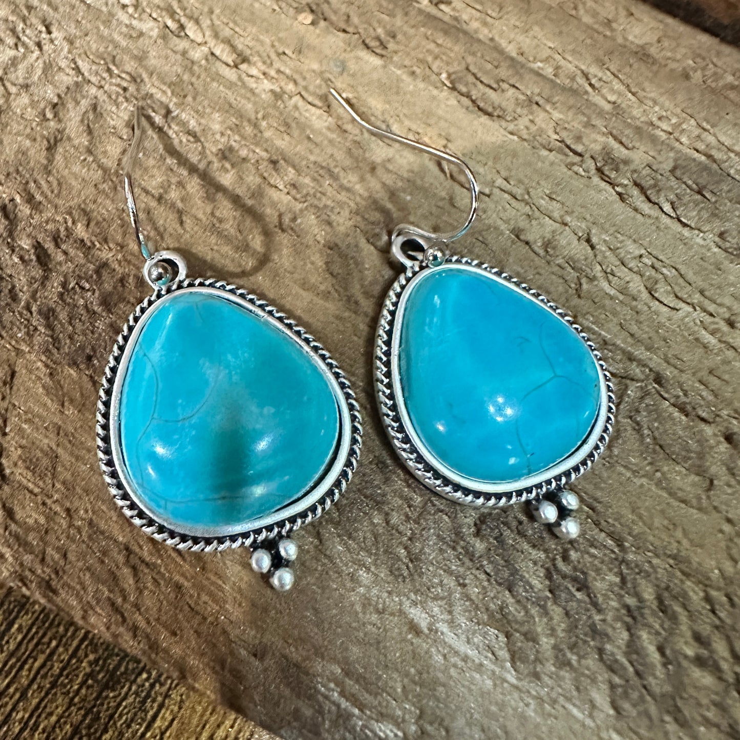 Turquoise Earrings - Elegant Natural Stone Design, Boho Navajo , Ships in Gift Box Silver Elegant