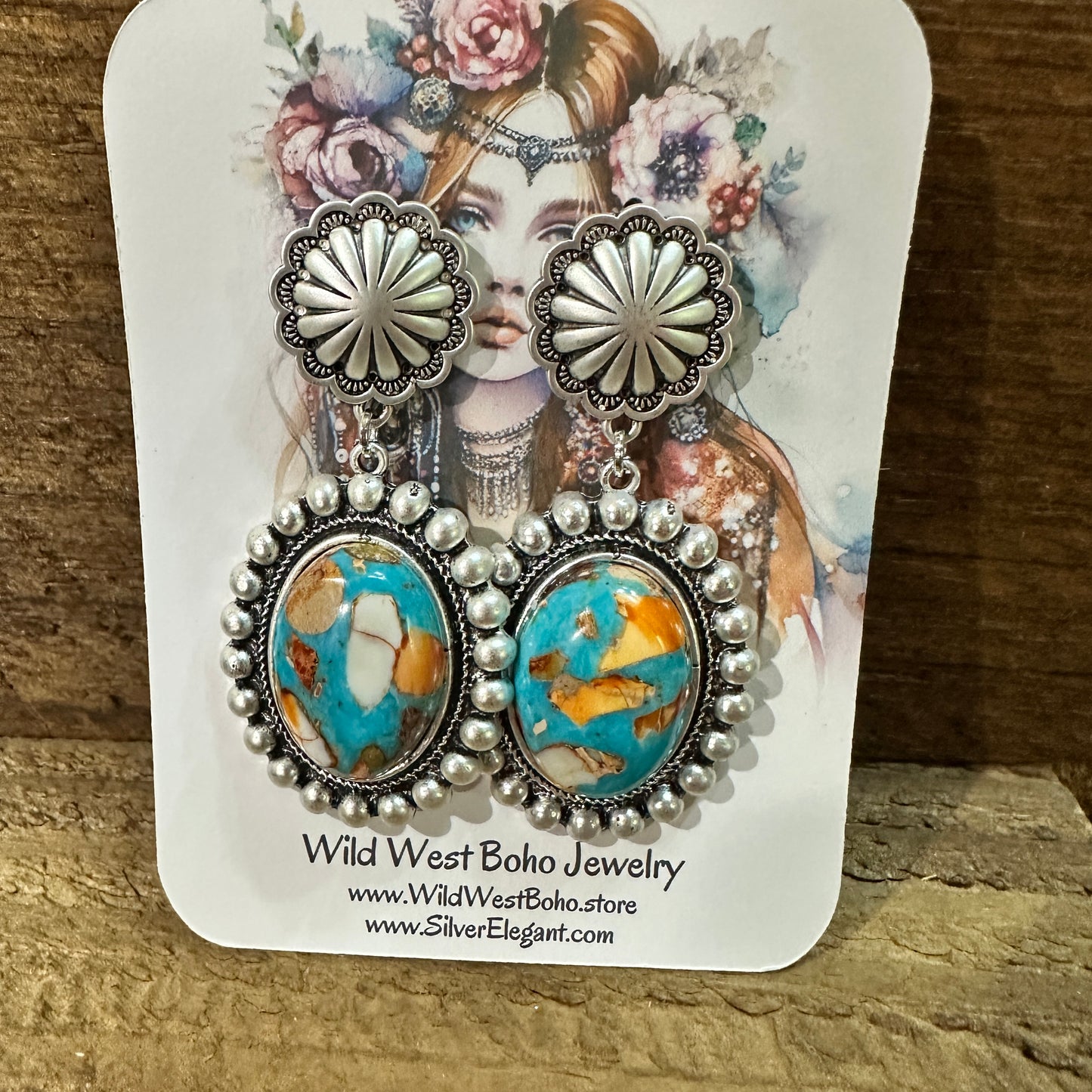 Oval Gemstone Post Earrings for Elegance, Boho Southwestern Stud Earring, Ships in Gift Box Silver Elegant