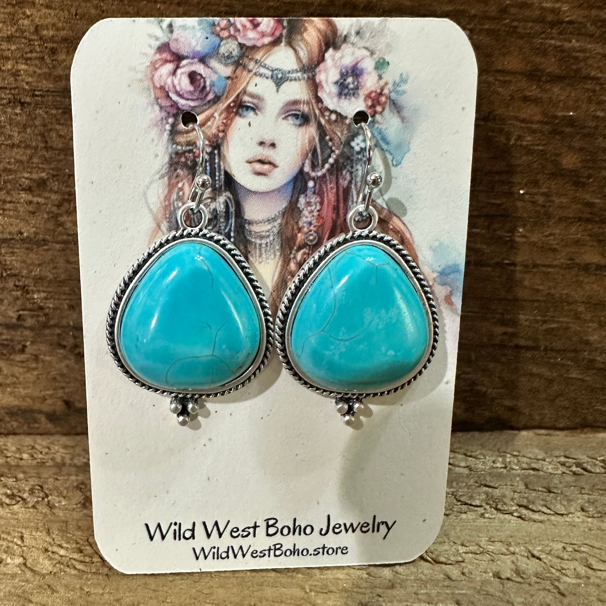 Turquoise Earrings - Elegant Natural Stone Design, Boho Navajo , Ships in Gift Box Silver Elegant