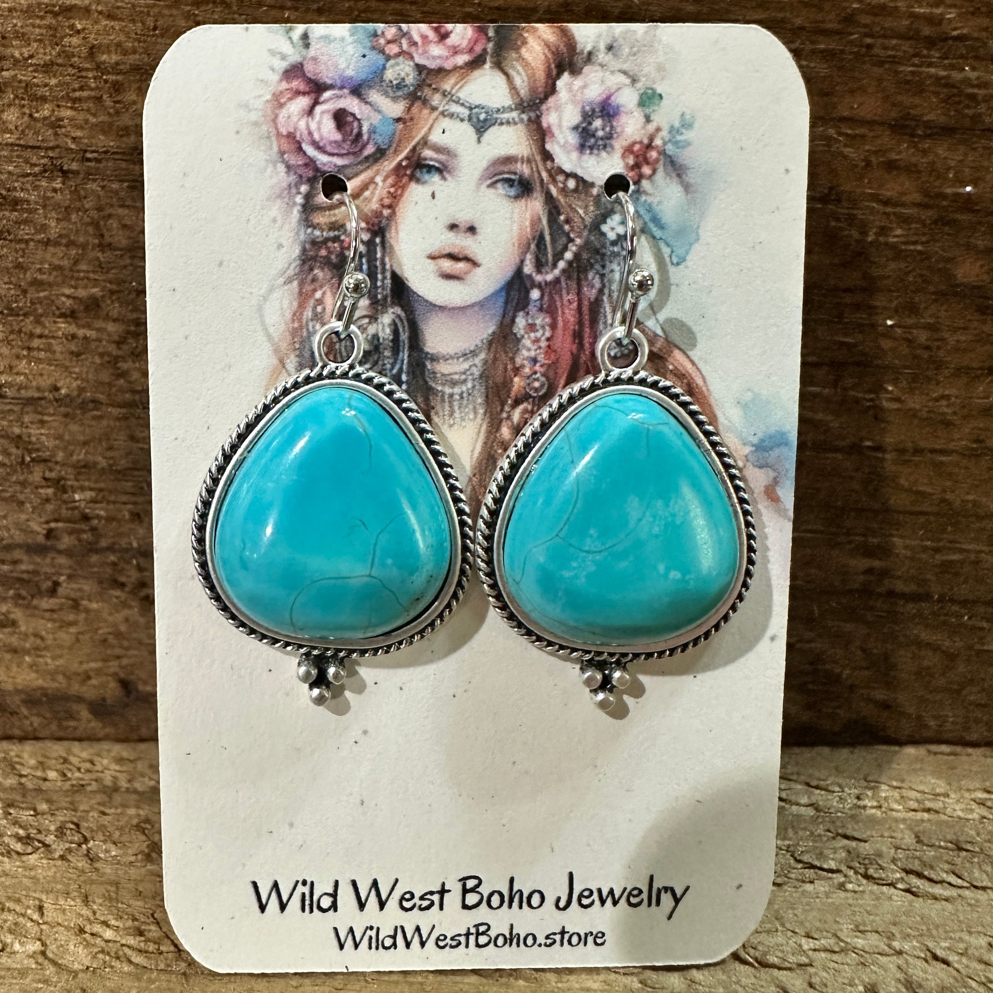 Turquoise Earrings - Elegant Natural Stone Design, Boho Navajo , Ships in Gift Box Silver Elegant