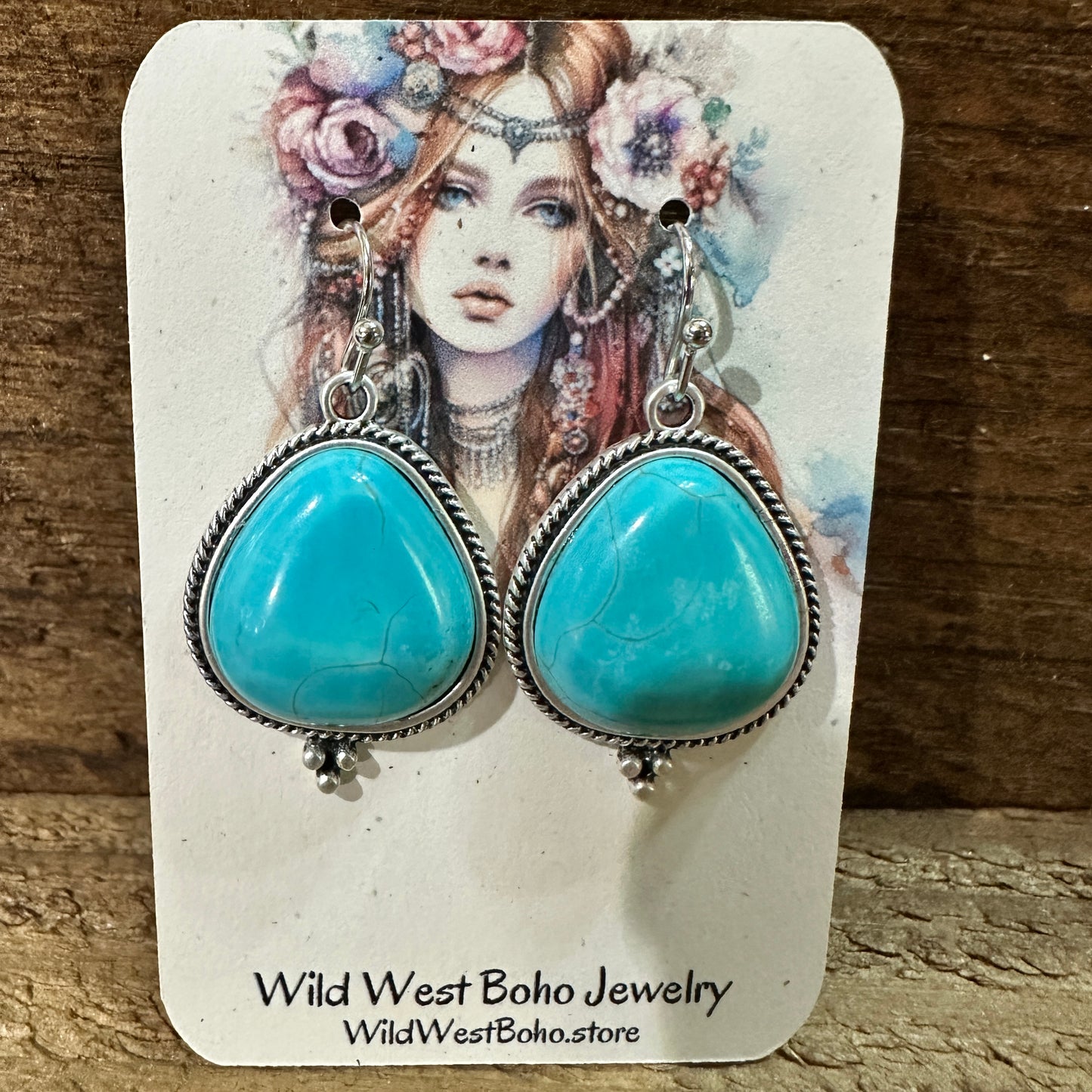 Turquoise Earrings - Elegant Natural Stone Design, Boho Navajo , Ships in Gift Box Silver Elegant