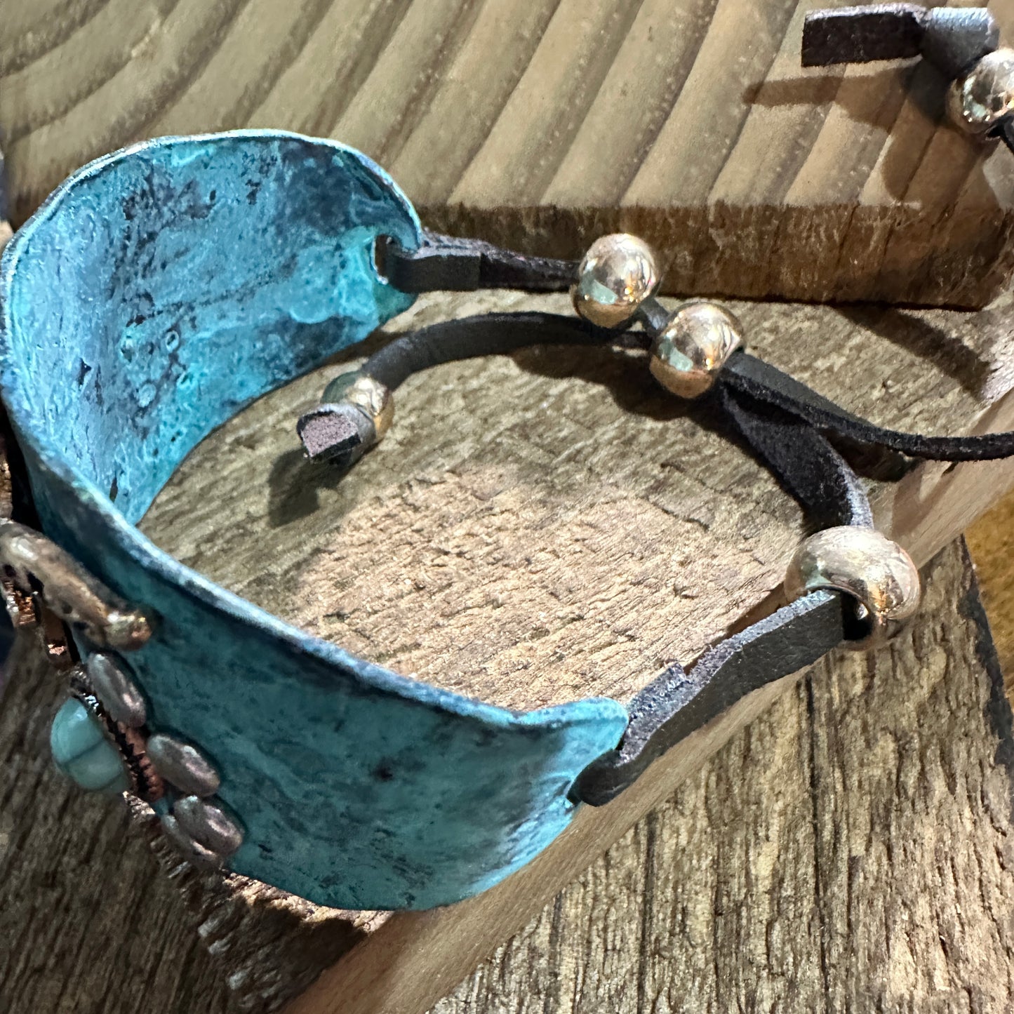 Longhorn Turquoise Western Bracelet Cuff with Vintage Patina Finish Silver Elegant