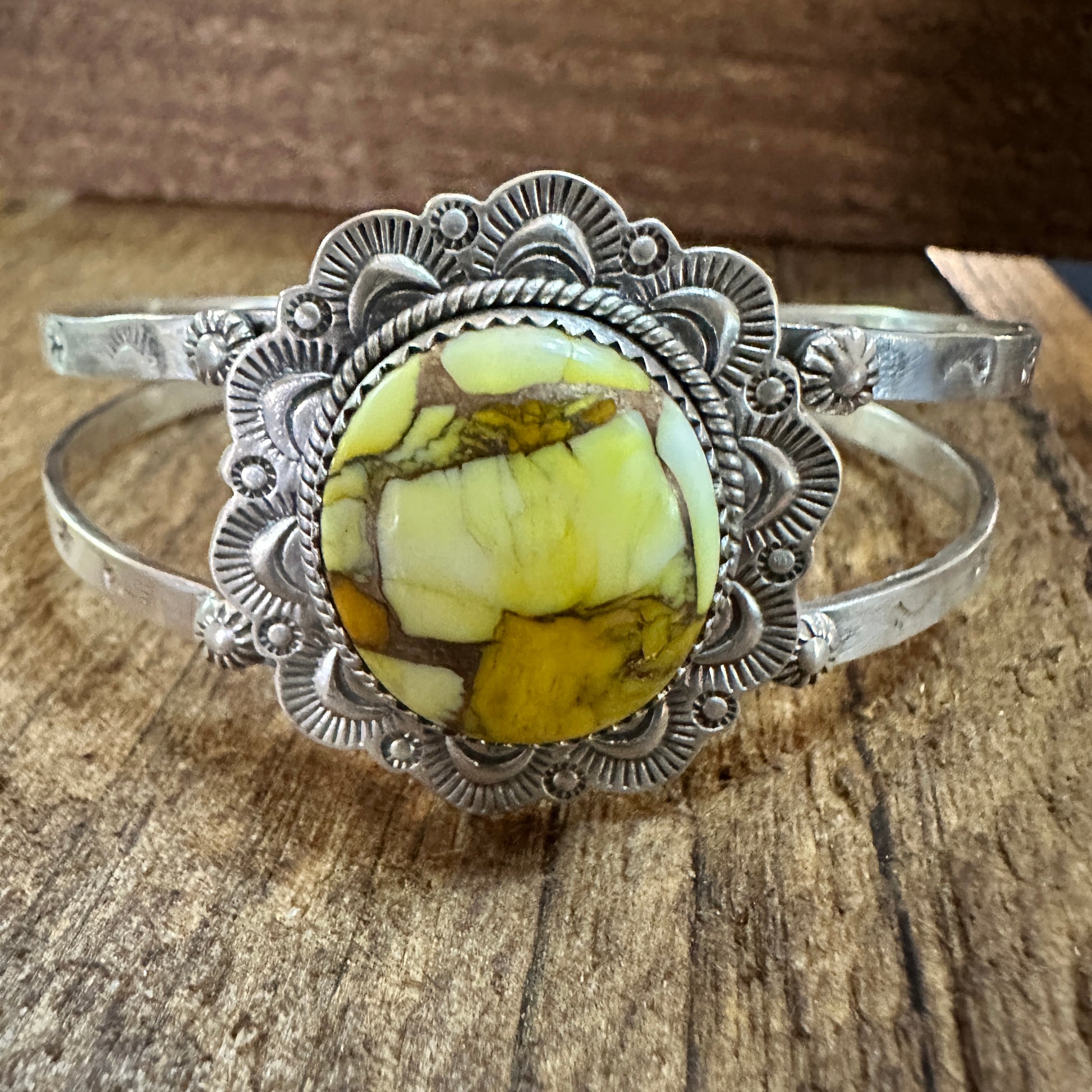 Handmade Sterling Silver Honey Dahlia Cuff Bracelet 925 Signed Boho Jewelry Silver Elegant