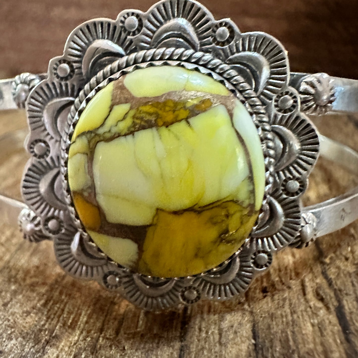 Handmade Sterling Silver Honey Dahlia Cuff Bracelet 925 Signed Boho Jewelry Silver Elegant