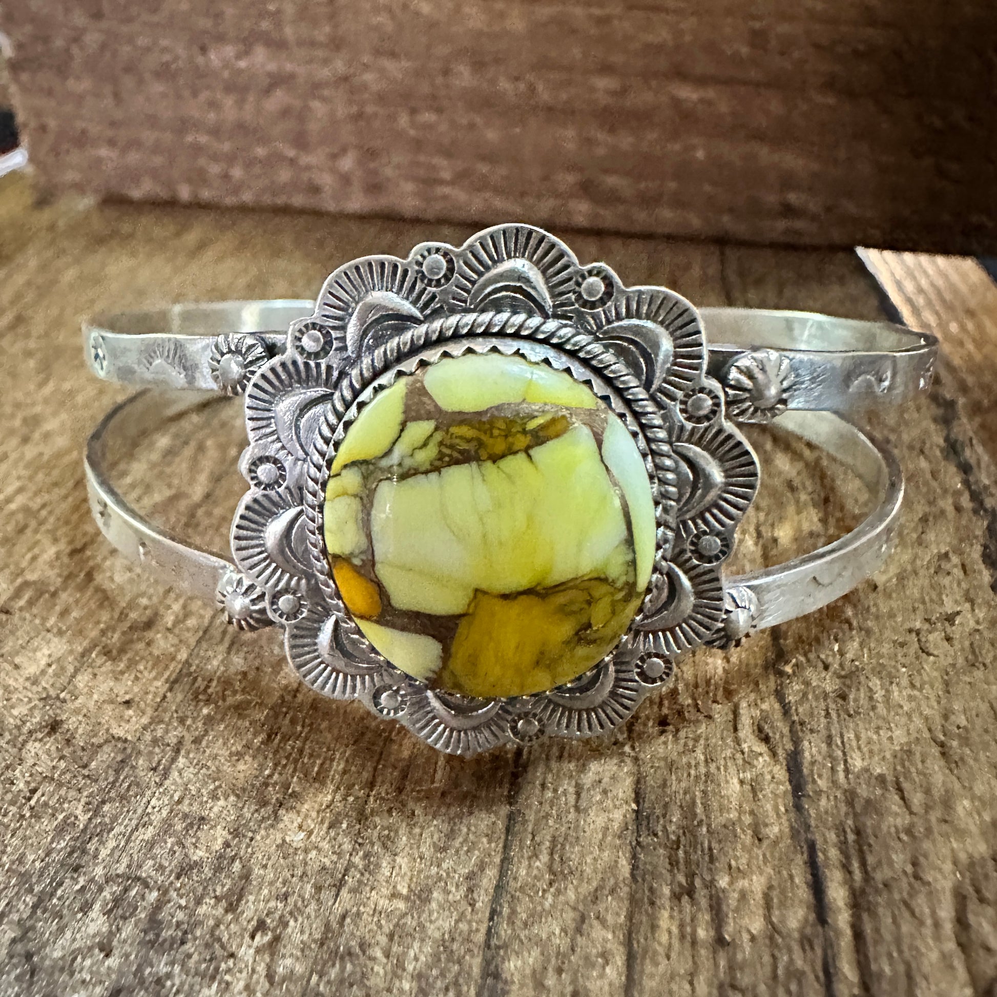 Handmade Sterling Silver Honey Dahlia Cuff Bracelet 925 Signed Boho Jewelry Silver Elegant