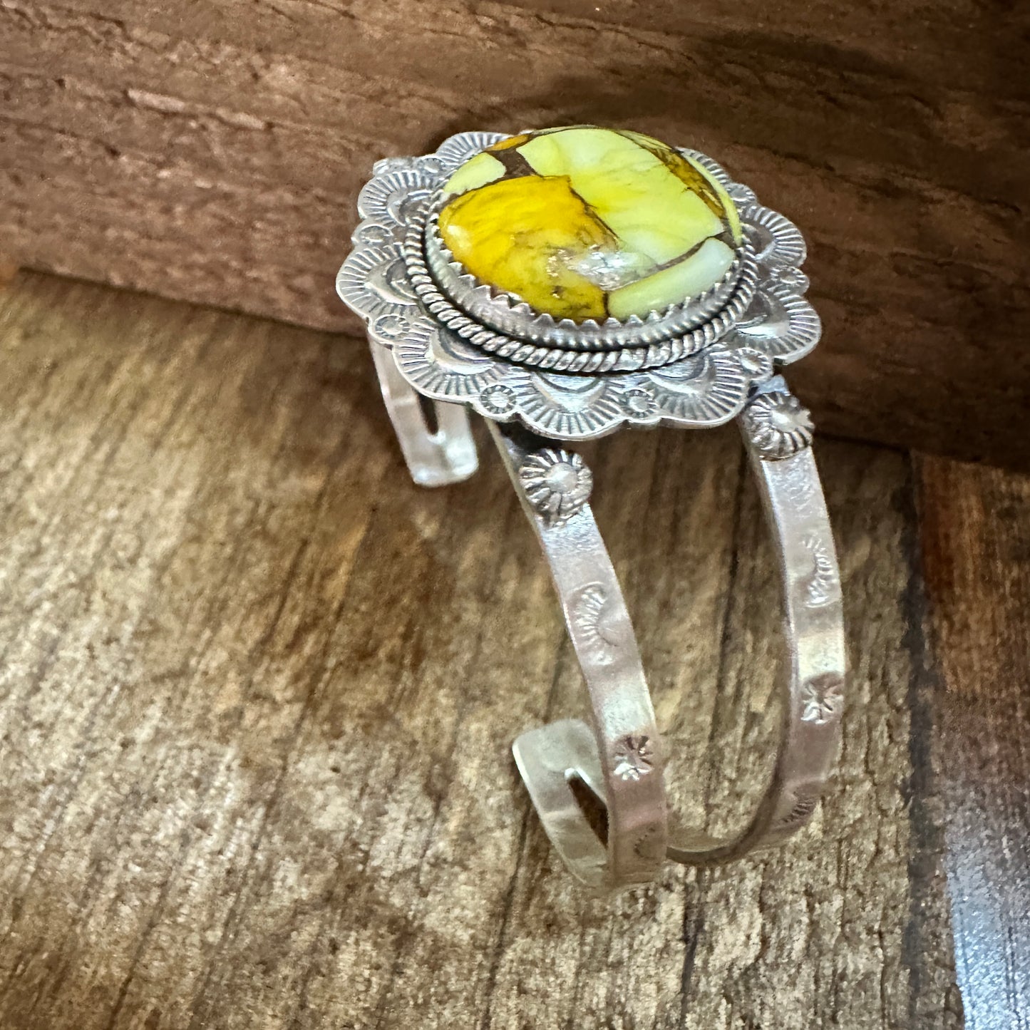 Handmade Sterling Silver Honey Dahlia Cuff Bracelet 925 Signed Boho Jewelry Silver Elegant