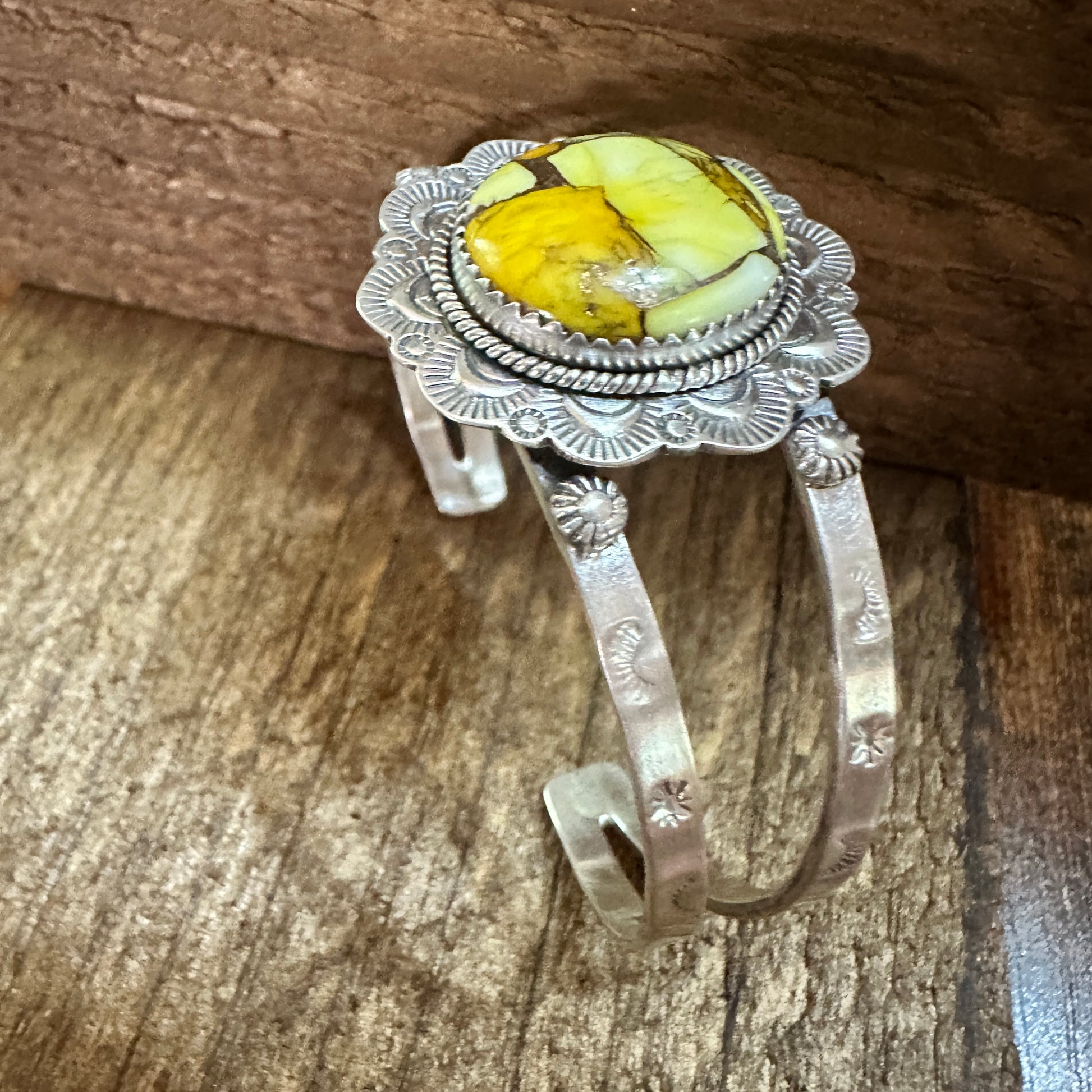 Handmade Sterling Silver Honey Dahlia Cuff Bracelet 925 Signed Boho Jewelry Silver Elegant