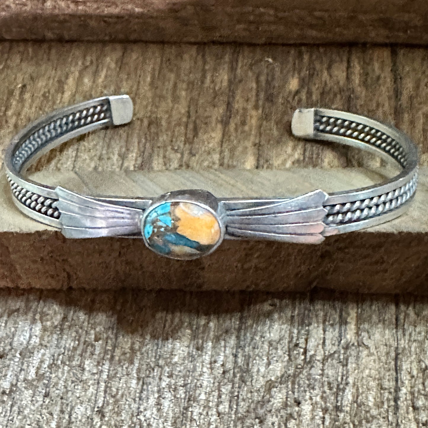 Handmade Navajo Style Pink Dream Mojave Sterling Silver Cuff Bracelet, Natural Stone Silver Elegant