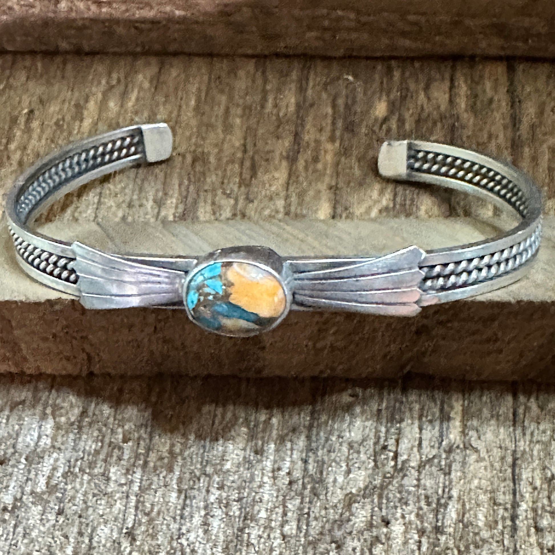 Handmade Navajo Style Pink Dream Mojave Sterling Silver Cuff Bracelet, Natural Stone Silver Elegant