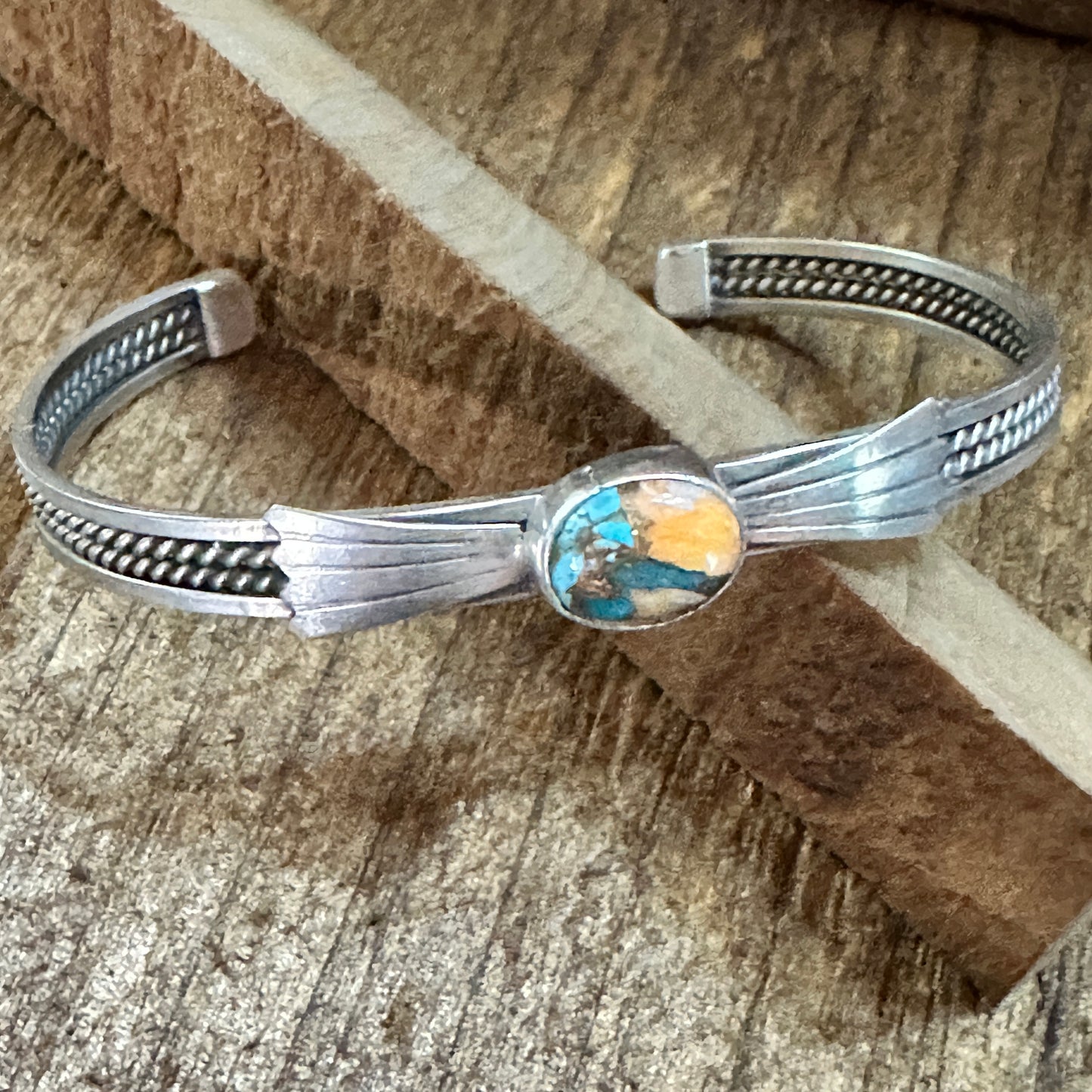 Handmade Navajo Style Pink Dream Mojave Sterling Silver Cuff Bracelet, Natural Stone Silver Elegant
