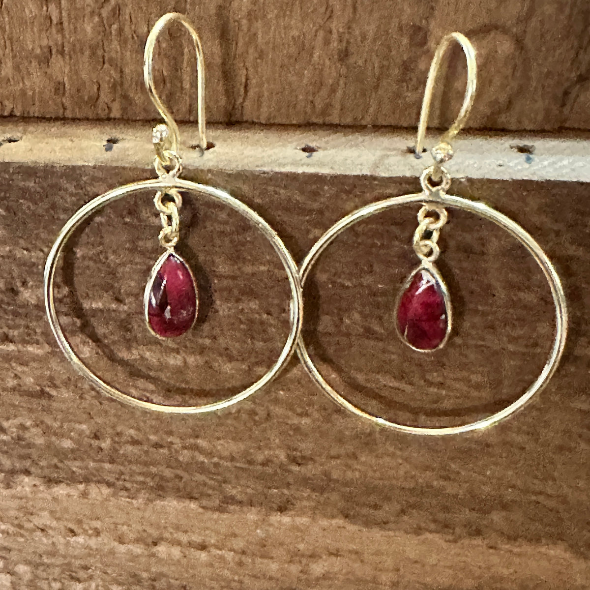 Golden Dahlia Rose Handmade Gold Plated Earrings, Natural Stone Silver Elegant