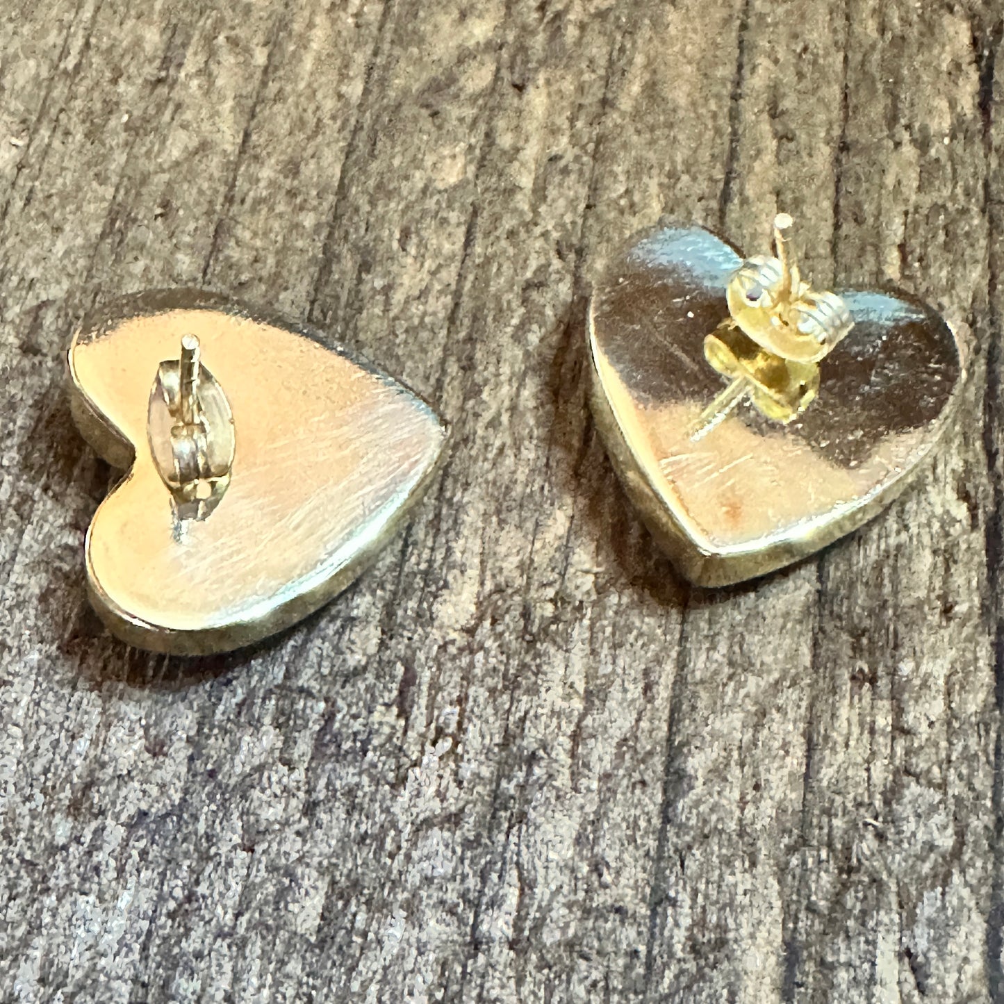 Handmade Dahlia Rose Heart Stud Earrings, Natural Stone, The Golden Collection Silver Elegant