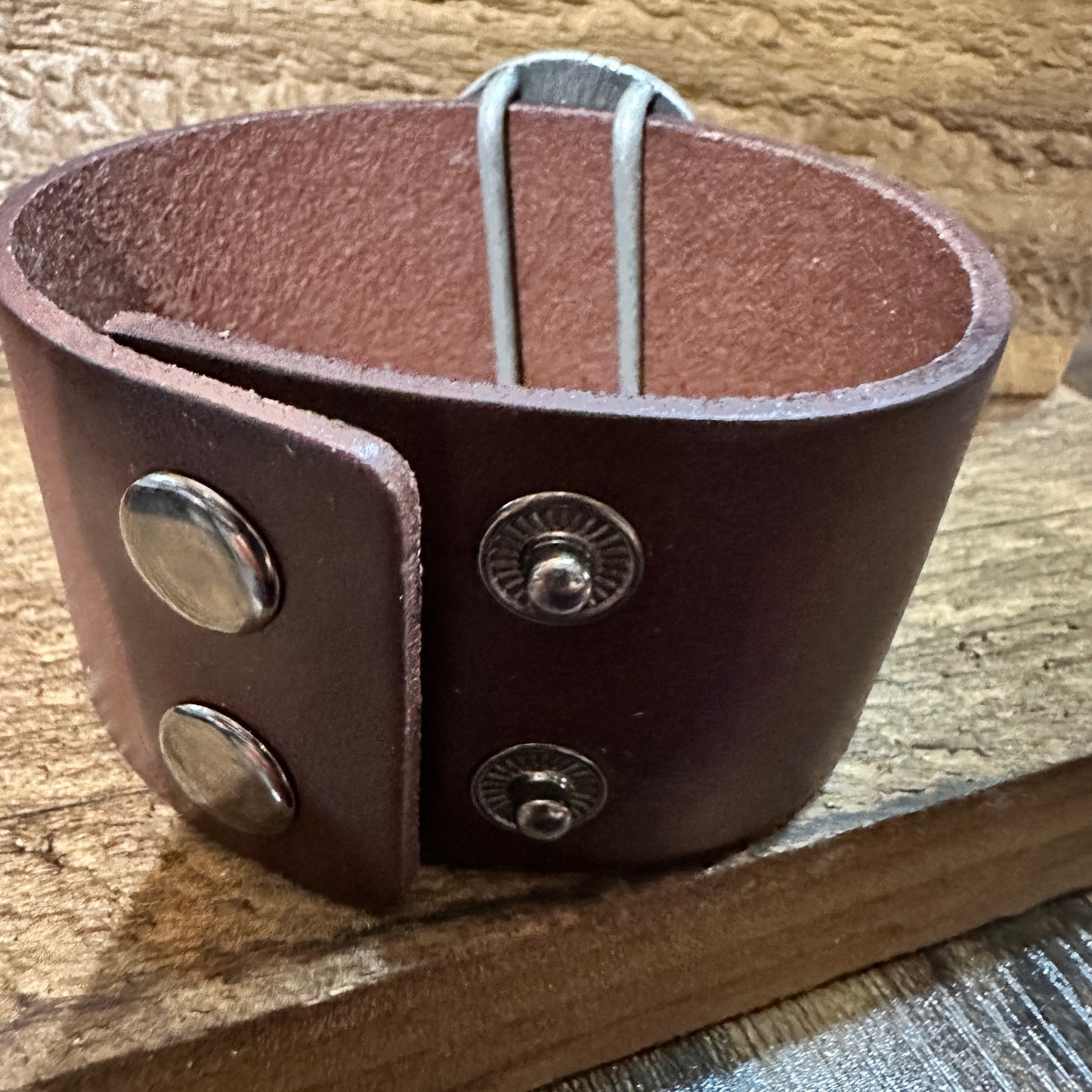Natural Green Stone Dark Brown Leather Cuff Bracelet, Leather Accessories WildWestBoho