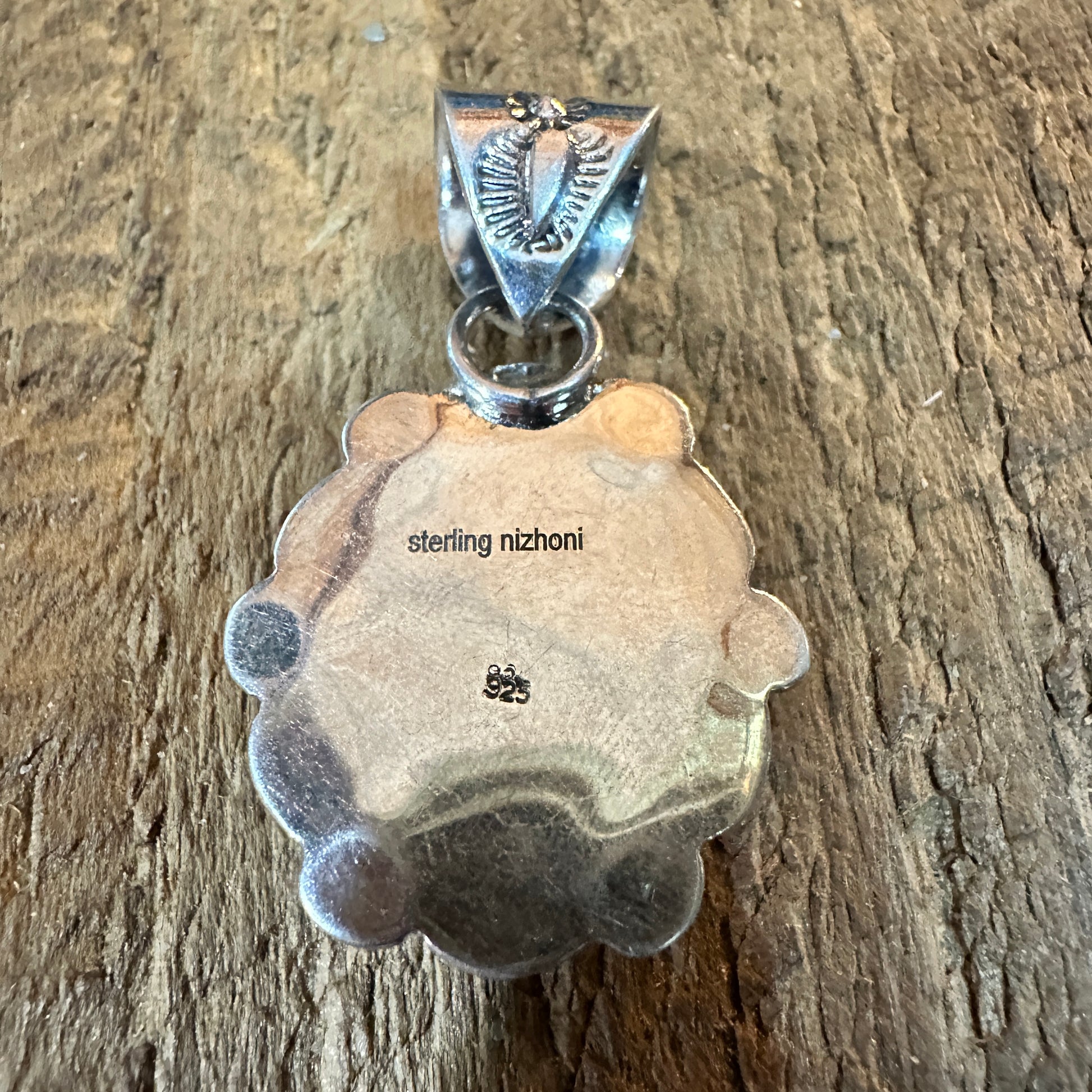 Handmade Kingman Turquoise Pendant 925 Sterling Silver Signed Nizhoni Silver Elegant