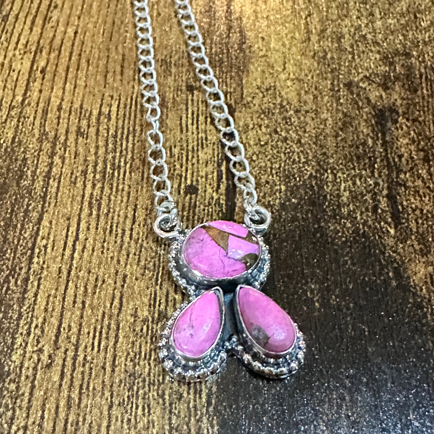 Navajo Style Sterling Silver Cotton Candy Cluster Necklace With Natural Stones Signed Silver Elegant