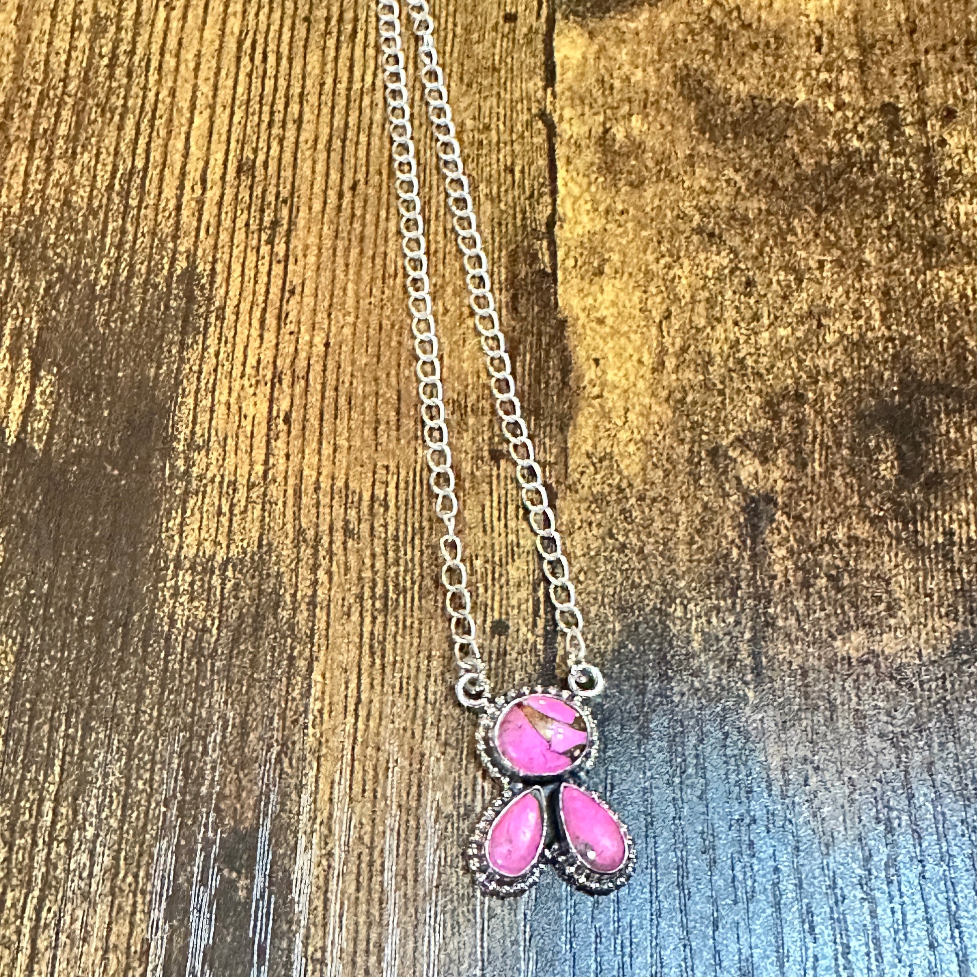 Navajo Style Sterling Silver Cotton Candy Cluster Necklace With Natural Stones Signed Silver Elegant