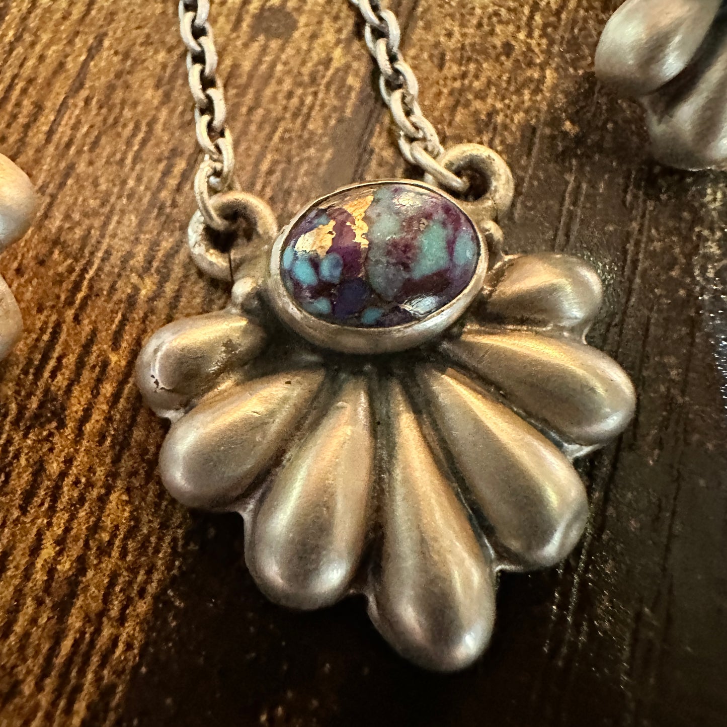 Purple Mojave Turquoise Necklace And Stud Earrings Set, 925 Sterling Silver Silver Elegant