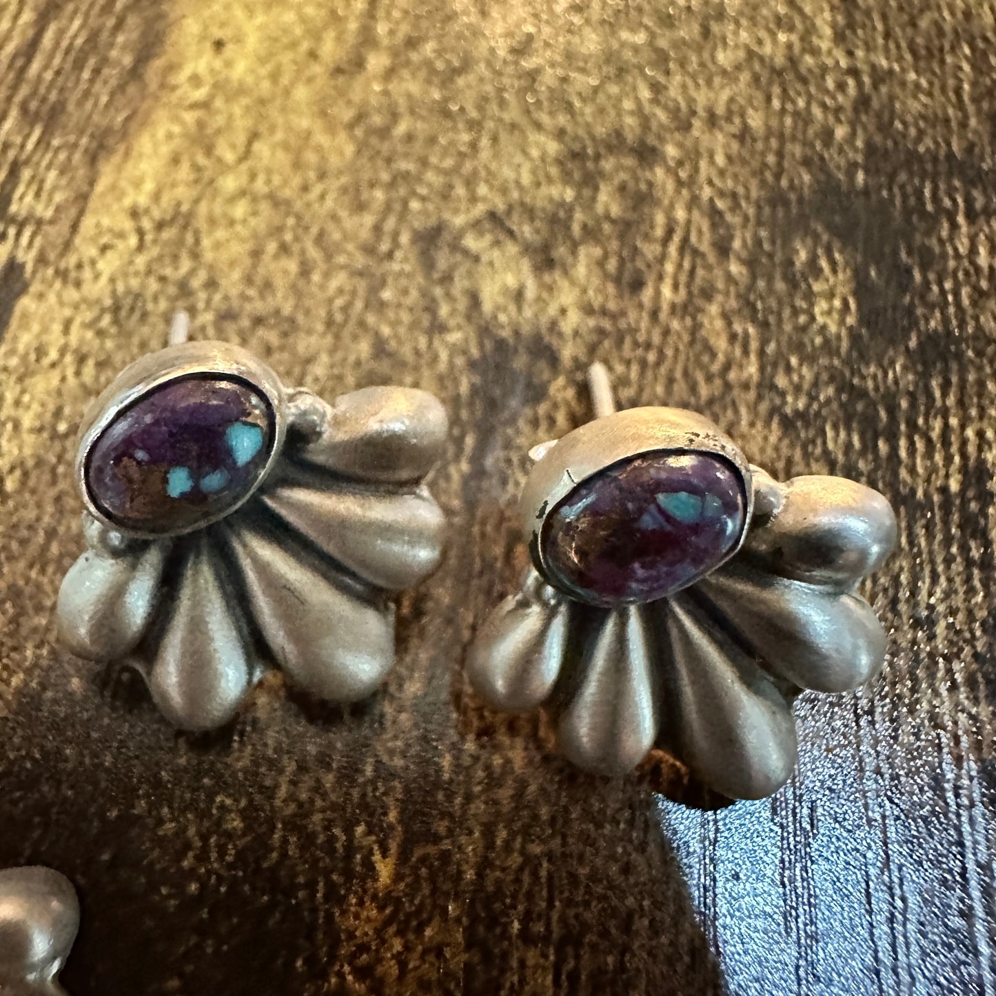 Purple Mojave Turquoise Necklace And Stud Earrings Set, 925 Sterling Silver Silver Elegant