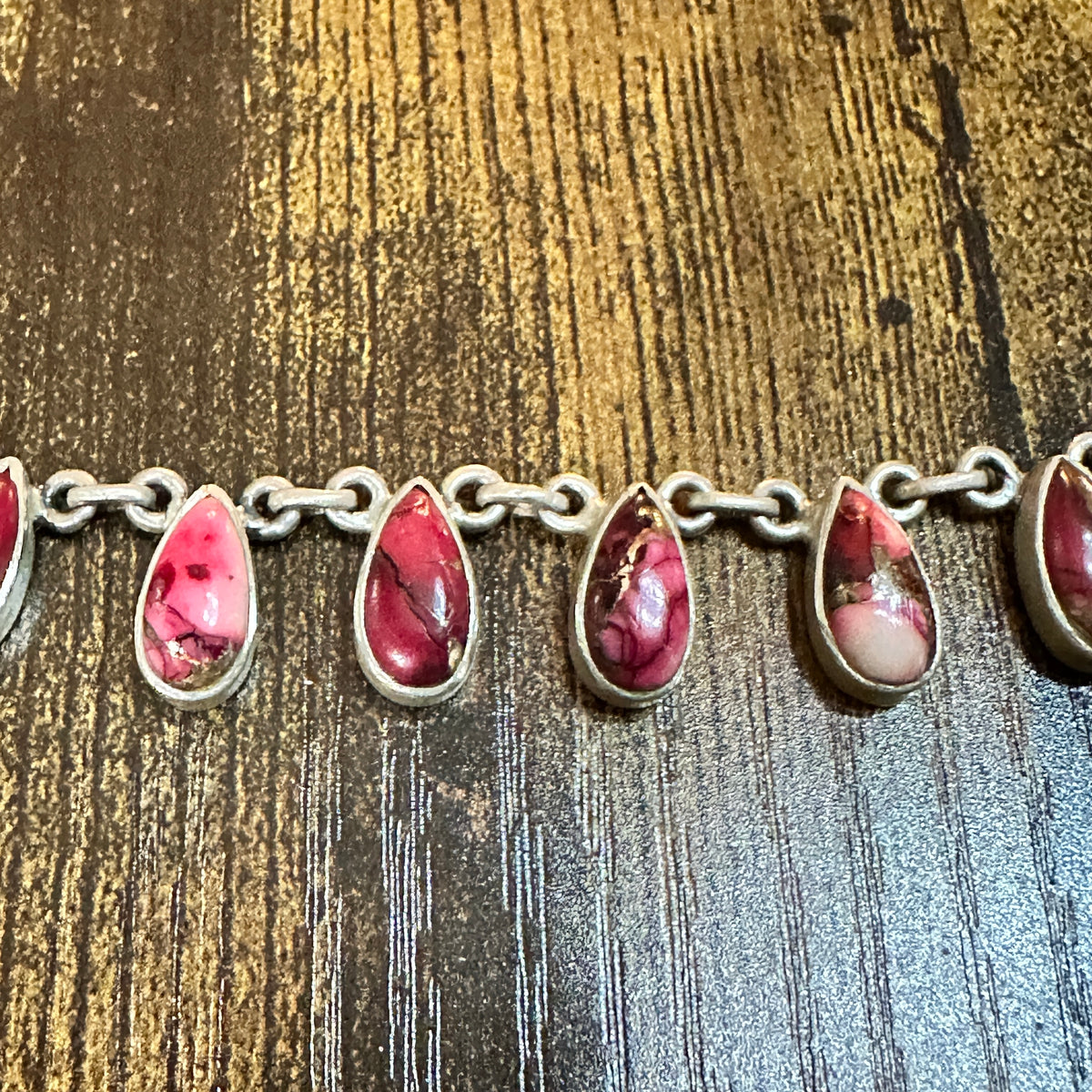 Handmade Red Rose Dahlia Choker Necklace, Sterling Silver Signed Silver Elegant