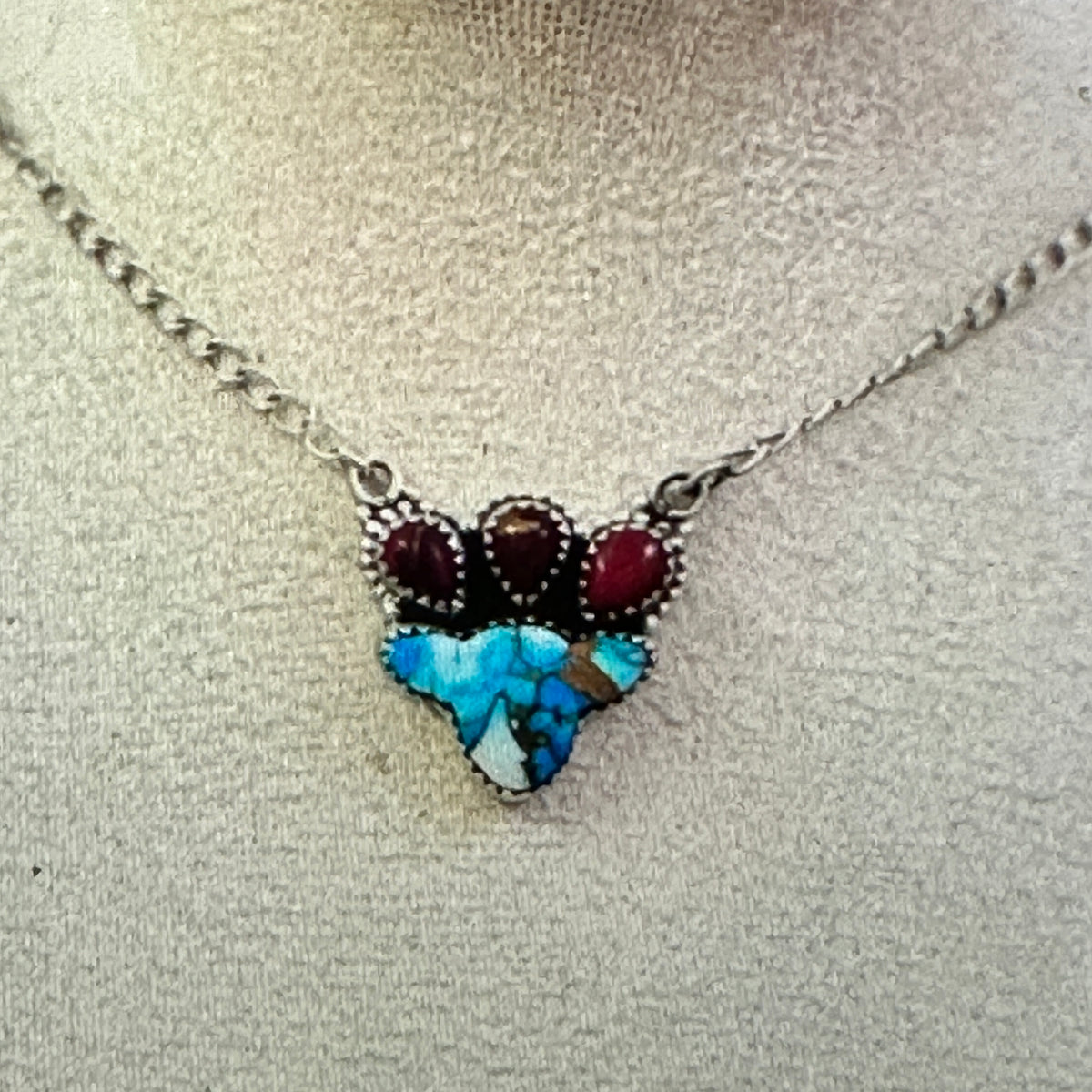 Kingman Dahlia Rose Necklace , 925 Sterling Silver, Signed Silver Elegant