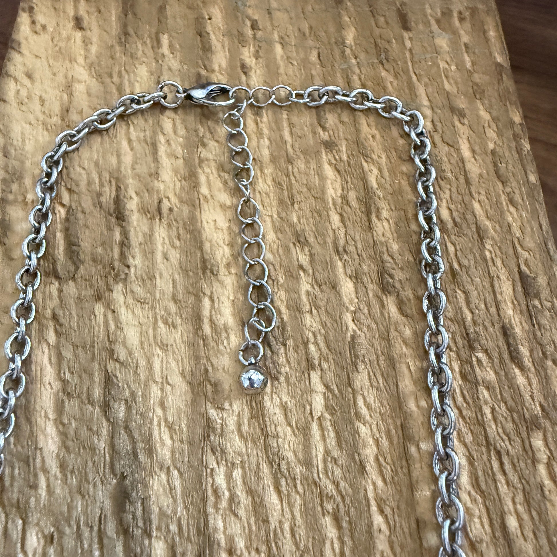 Western Aztec Style Turquoise Stone Pendant Necklace with Burnished Silver and Extension Chain WildWestBoho