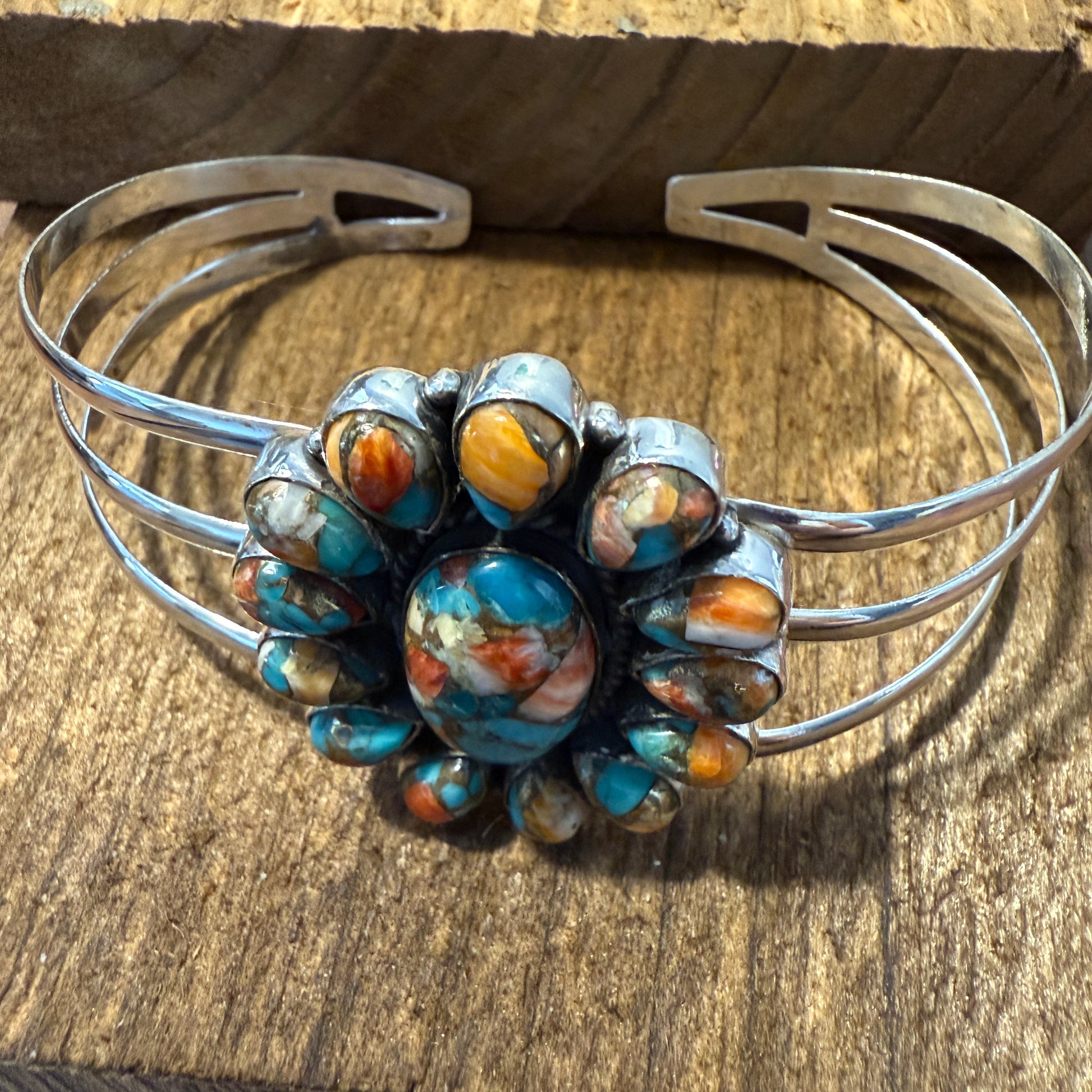 Spiny Oyster Turquoise Gemstone Cuff Sterling Silver Silver Elegant