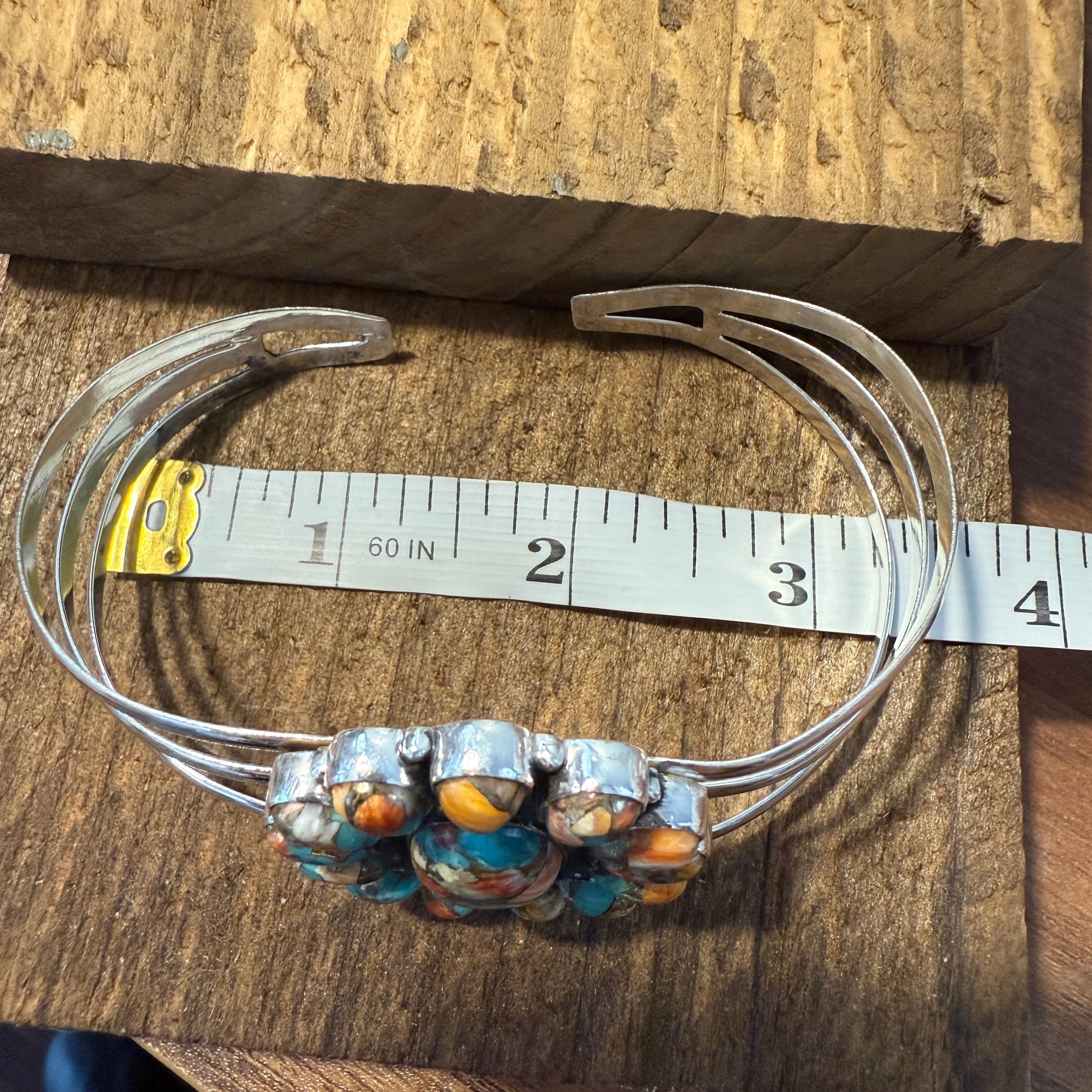 Spiny Oyster Turquoise Gemstone Cuff Sterling Silver Silver Elegant