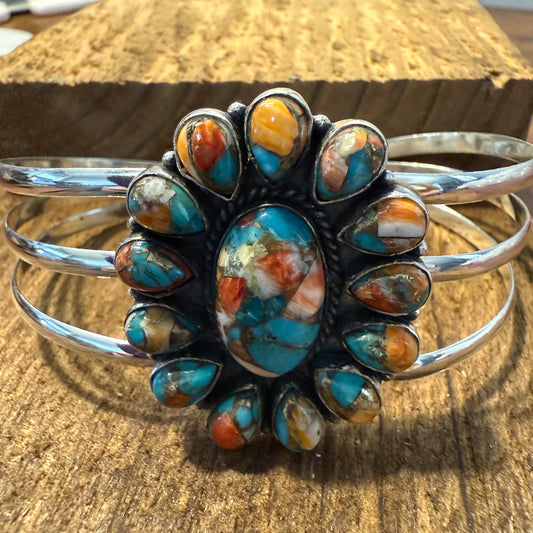 Spiny Oyster Turquoise Gemstone Cuff Sterling Silver Silver Elegant