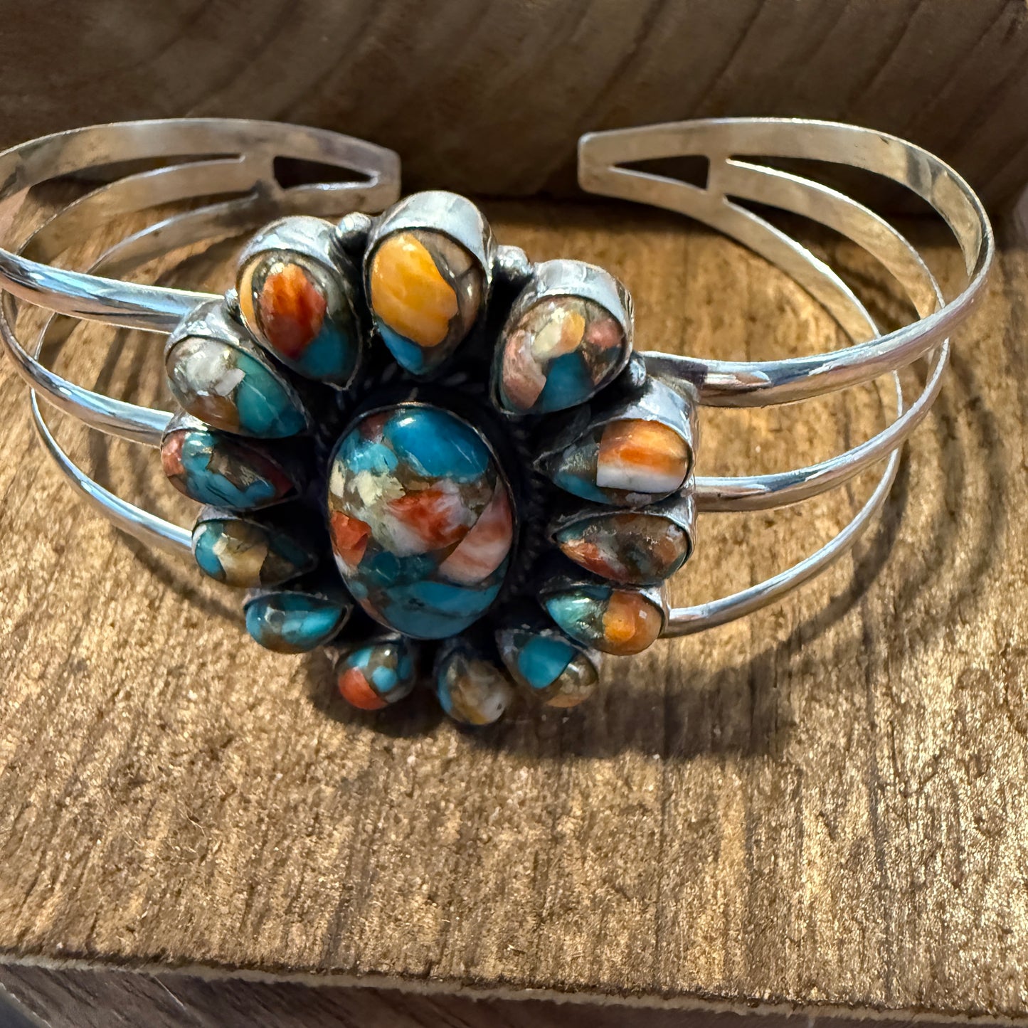 Spiny Oyster Turquoise Gemstone Cuff Sterling Silver Silver Elegant